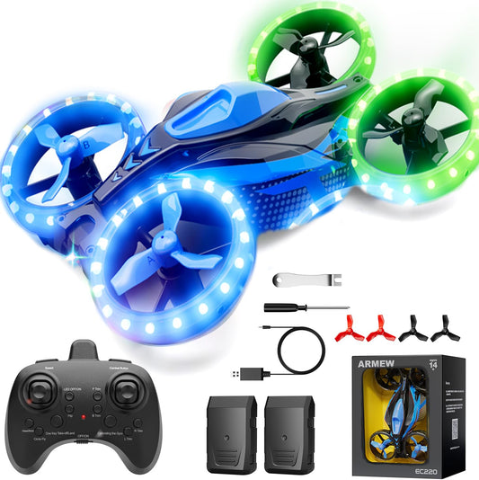 ARMEW 3 in1 Drones for Kids, Battle Drone for Boys & Girls with LED Lights, 3D Flip, Circle Fly, Altitude Hold, Ready to Fly and Run STEM Toy