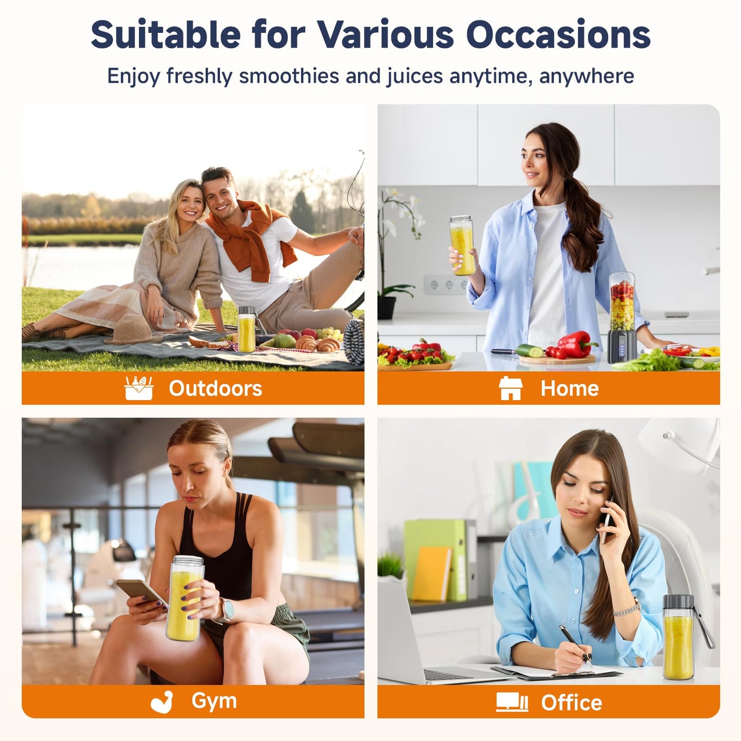 COKUNST Portable Blender, 17Oz Personal Blender for Shakes and Smoothies, USB Rechargeable Mini Mixer with 6 Blades, Smoothie Blenders Juicer with Extra Handle Lid for Travel Kitchen Outgoing