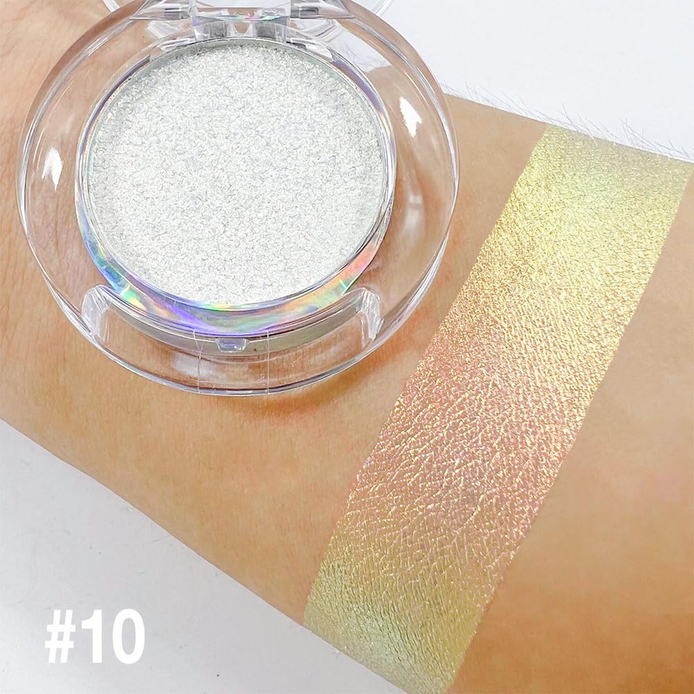 evpct Mermaid Chameleon Eyeshadow Palette Duochrome MultiChrome Makeup, White Gold Glitter Shimmer Loose Eyeshadow Palette High Pigments Chameleon Chrome Holographic Eyeshadow MultiChrome