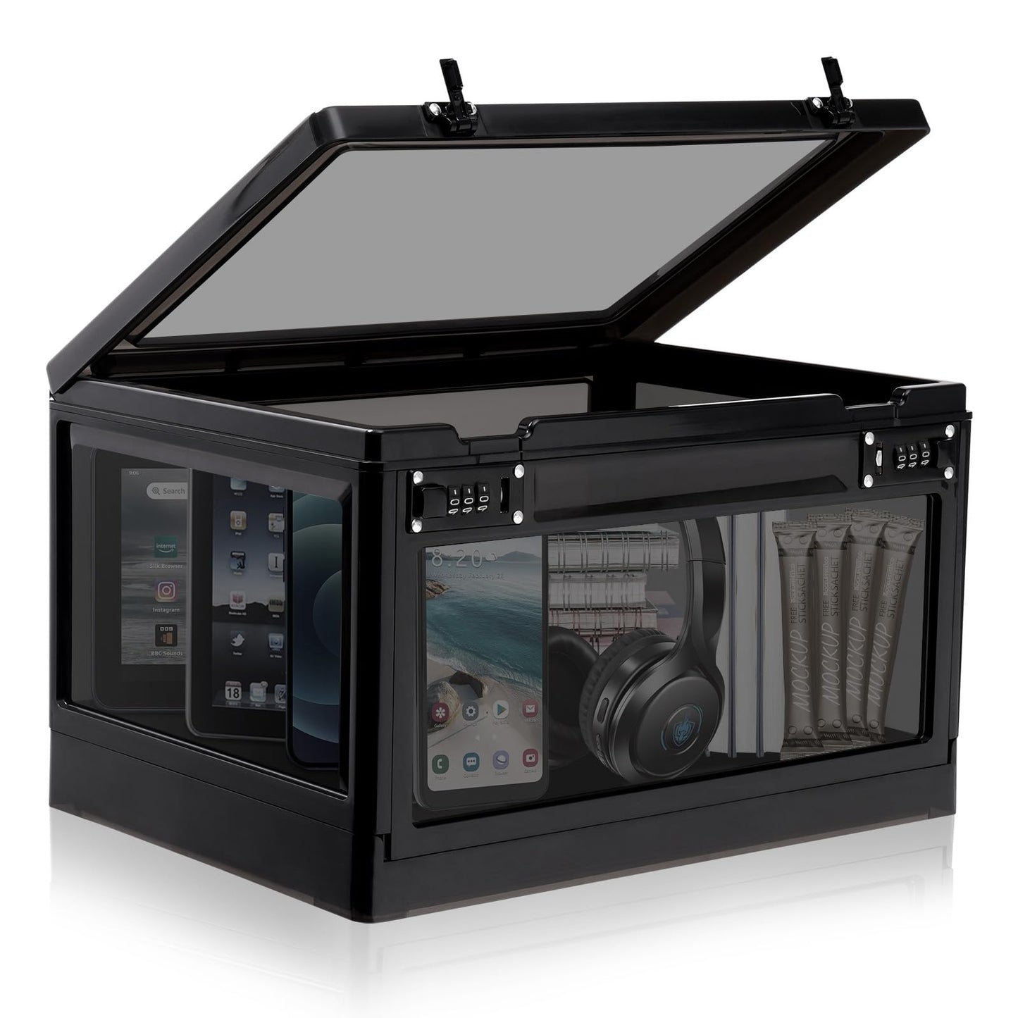 Lalifebuss Large Lock Box for Personal Items, 24 Litre Combination Lockable Storage Box for Office Locker/School/Medicine/Snacks/Phone Jail/Electronic/Home