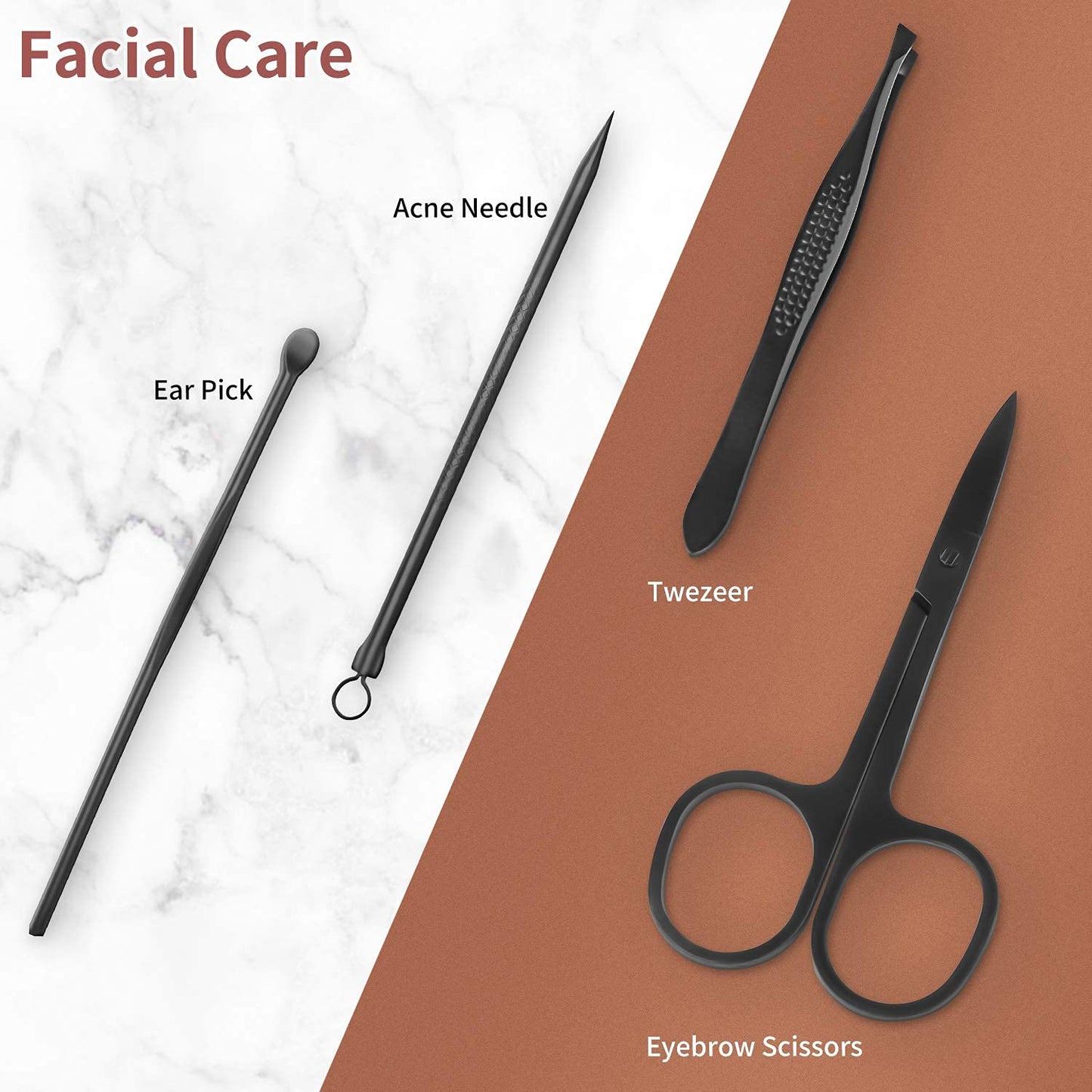 Teamkio 12pcs Manicure Set Pedicure Nail Clippers Set Travel Hygiene Kit Stainless Steel Professional Cutter Care Set Scissor Tweezers Knife Ear Pick Tools Grooming Kits with Leather Case