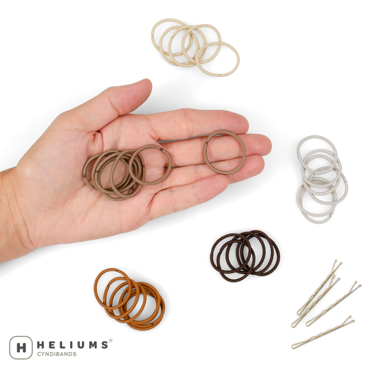 Heliums Small Hair Ties - Ash Blonde - No Damage Mini 1 Inch Reusable 2mm Elastics for Thin Hair and Kids, Neutral Ponytail Holders - 48 Count