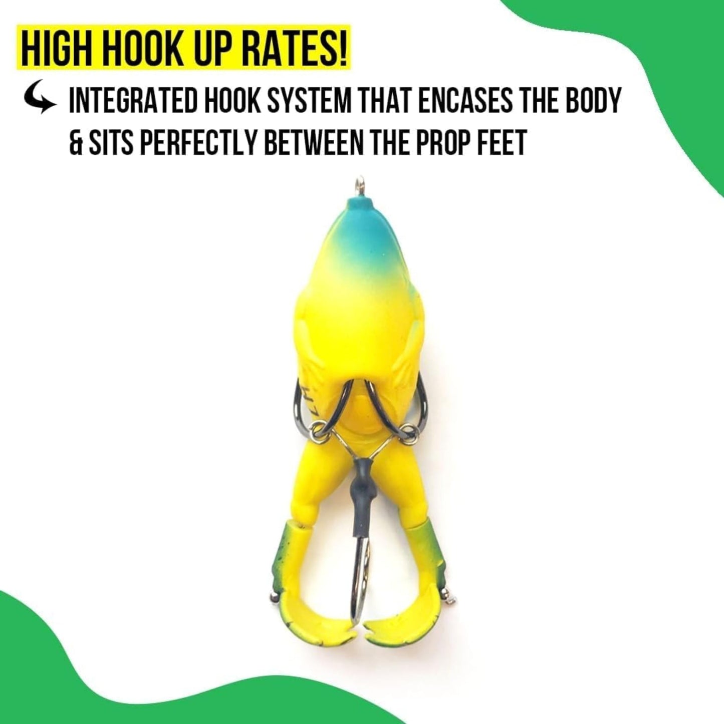 LUNKERHUNT - Frog Bait for Bass Fishing | Soft Hollow Body Weedless Frog for Bass Fishing and Trout | Weedless Realistic Bait Frog Lure, Freshwater with Sharp Hooks Lures and Double Propellers Feet