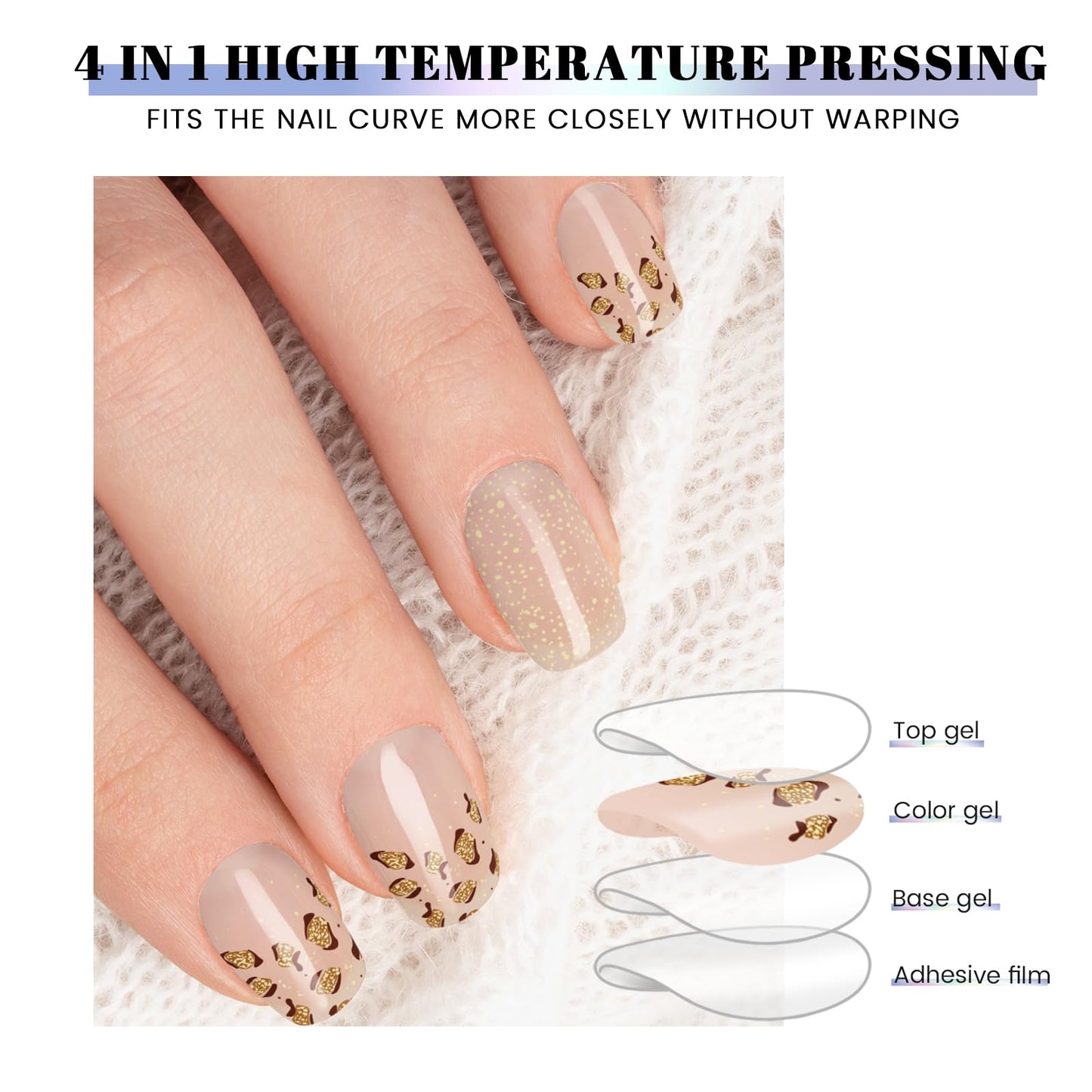 OAUEE Semi Cured Gel Nail Strips | 20 Gel Nail Stickers | Gel Nail Stickers with UV Light Required | Salon Quality, Easy Application and Removal（Leopard Print）