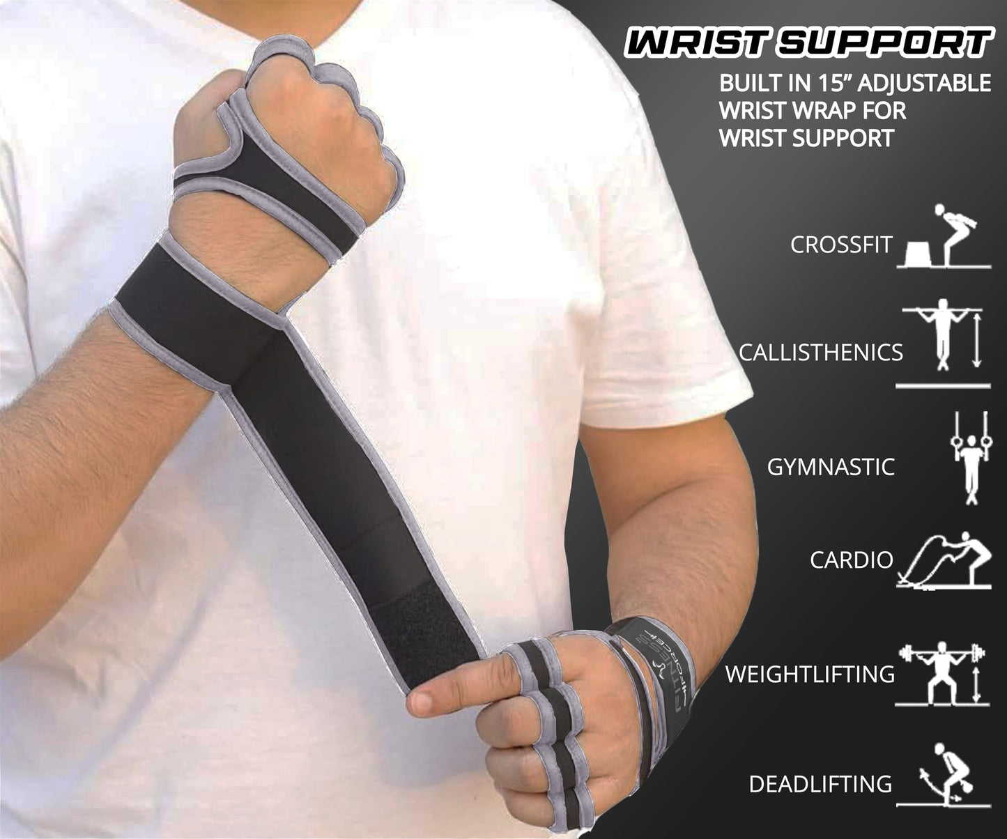 FITNESS FORCE Ventilated Gym Gloves for Men with Built-in Wrist Support for Workouts Weightlifting Gloves Workout Gloves for Women