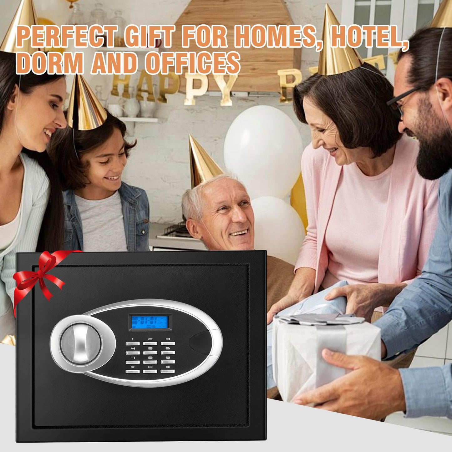 1.2 Cuft Safe Box Fireproof Waterproof for Home, Fire proof Safes with Digital Keypad, Spare Keys and Removable Shelf, Security Fire Safe for Money Firearms Medicine Valuables