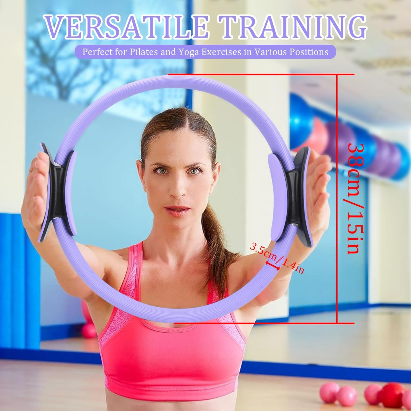 Gavigain Yoga Circle 4 Color Double Grip Yoga Pilates Ring Resistance Circle Portable Fitness Circle for Thigh and Leg Fitness Muscle Lines (Purple)