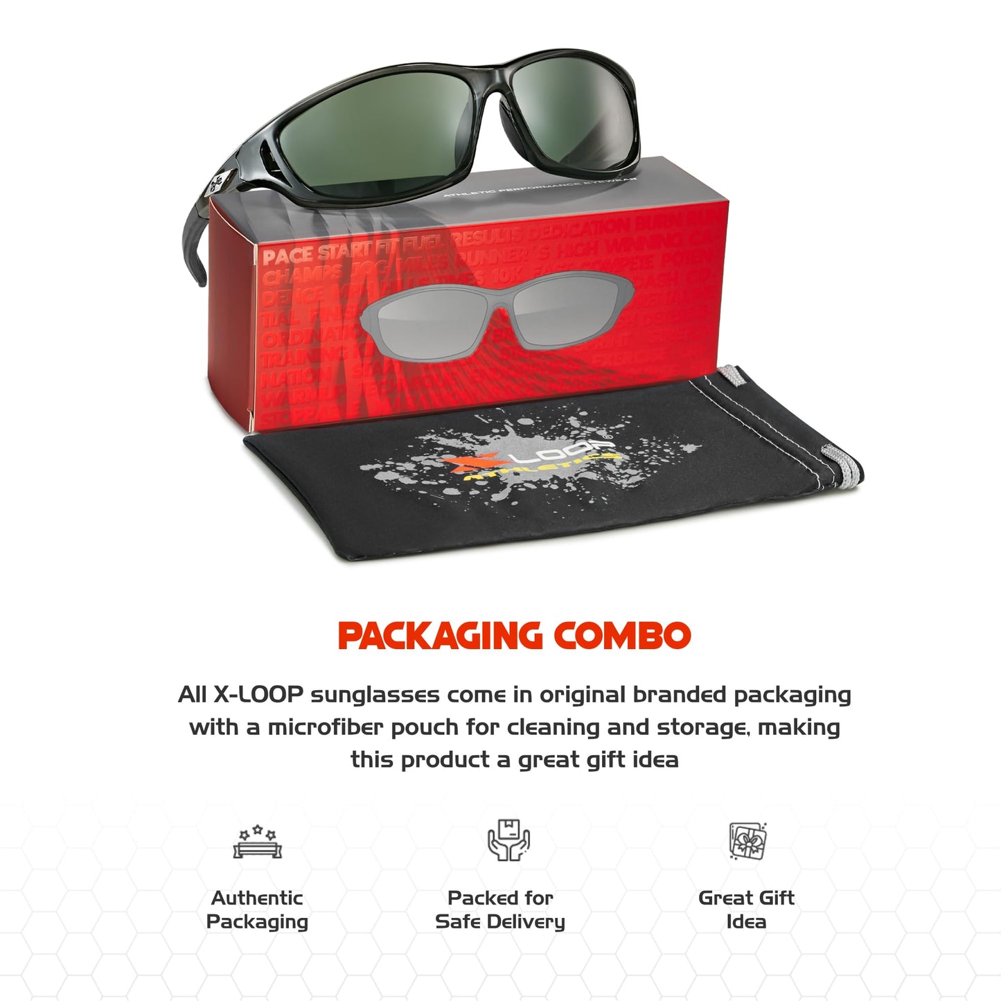 X LOOP Polarized Sports Sunglasses for Men - Wrap Around UV400 Baseball Running Cycling Driving Fishing Golf Glasses