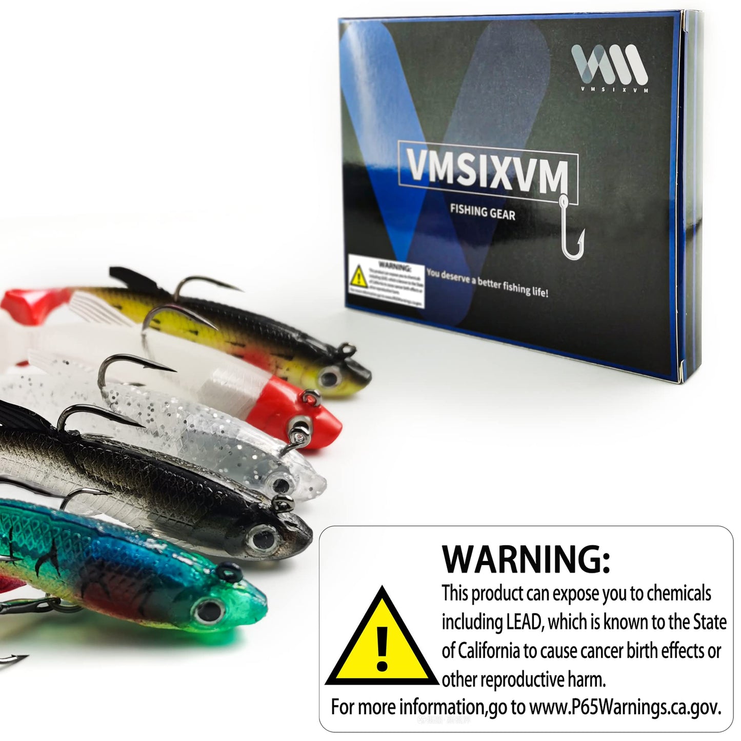 Fishing Lures for Bass, VMSIXVM Fishing Jig Head Swim Shad Lure, Soft Plastic Swimbaits with Paddle Tail, Trout Bass Sinking Baits Kit for Saltwater/Freshwater, Fishing Gear and Fishing Gifts