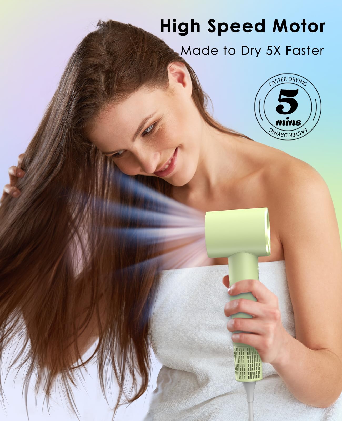 OSOU Hair Dryer with Diffuser for Curly Hair, Negative Ionic Hairdryer, High-Speed Blow Dryer with 110, 000 RPM Brushless Motor, Fast Drying Lightweight Travel Hairdryer, Low Noise Quiet Hair Dryers
