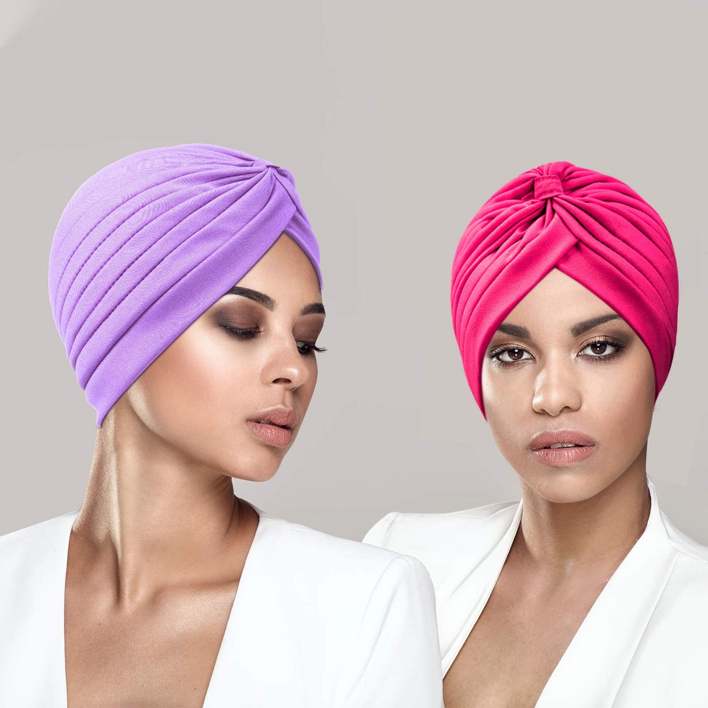 Syhood 4 Pieces Turbans for Women Head Wraps for Women Beanie Headwraps,4 Colors(Black, White, Rose Red, Light Purple)
