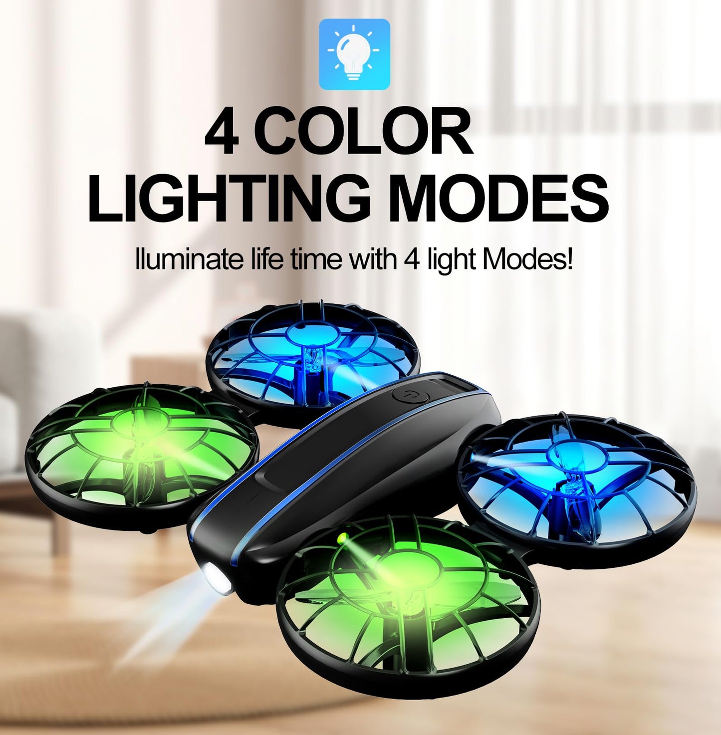 RC Drone for Kids and Beginner, Small RC Quadcopter with Lights and 3D Flip, Altitude Hold, Headless Mode, Propeller Full Protect, Easy to Fly Toys Drone for Kids Boys and Girls Gift (Black)