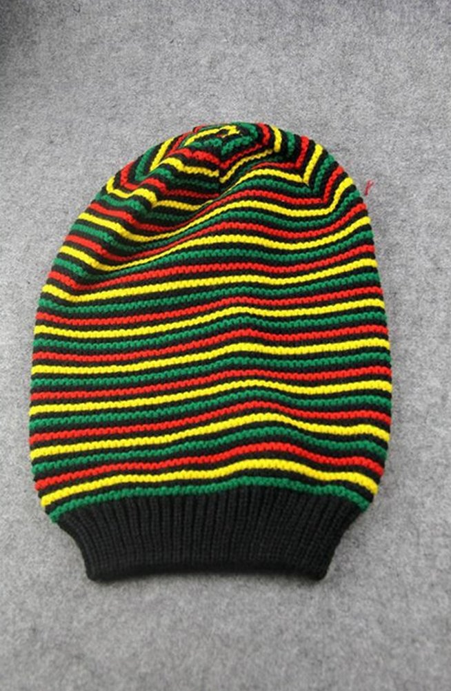 ganesha Unisex Jamaica Reggae Rainbow Stripes Oversized Slouch Winter Beanie Hat