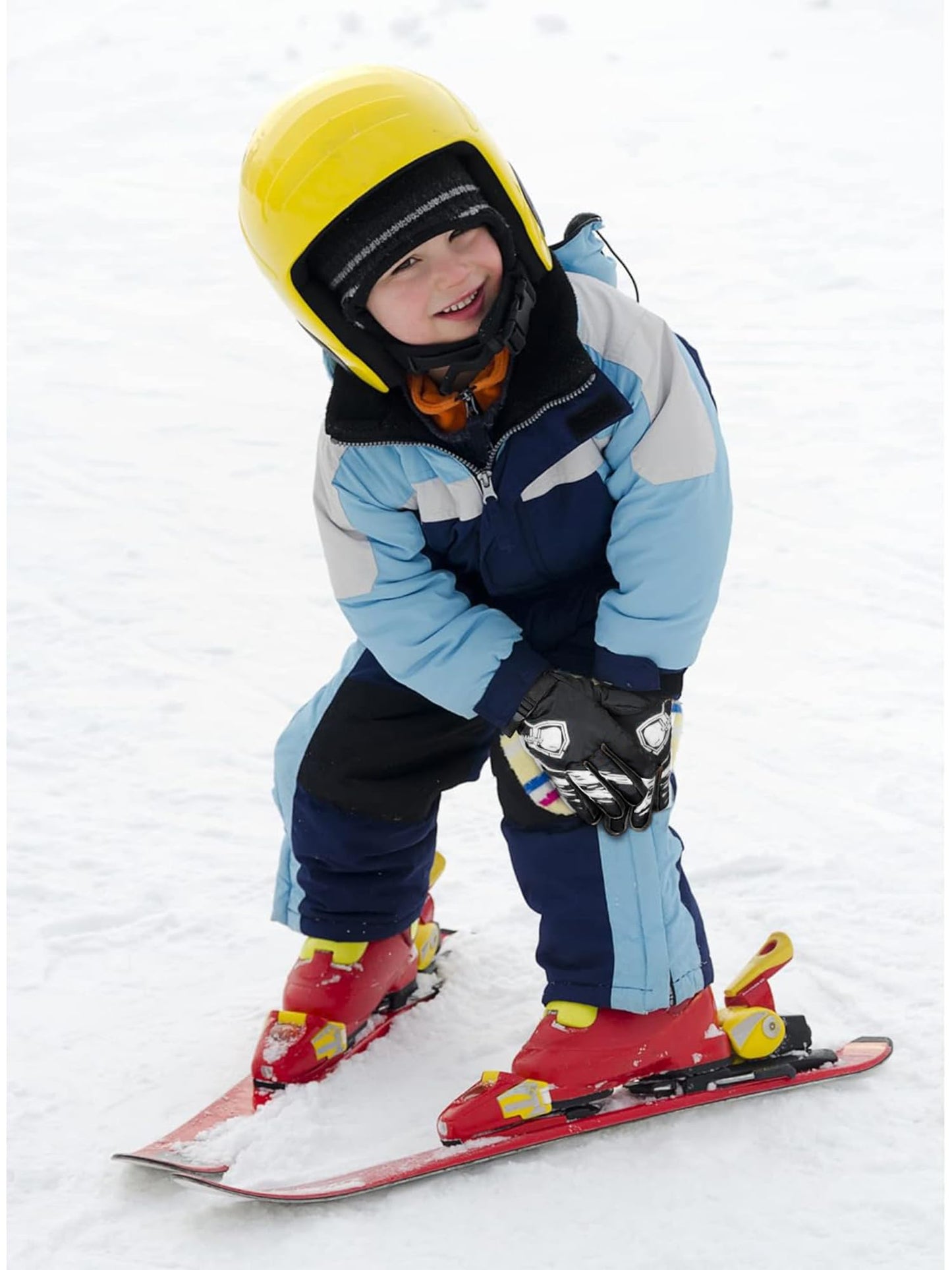 Yaomiao 4 Pairs Kids Winter Long Gloves Waterproof Children Long Cuff Snow Mittens Gloves Windproof Ski Gloves for Outdoor (Red, Green, Blue, White,6-10 Years)