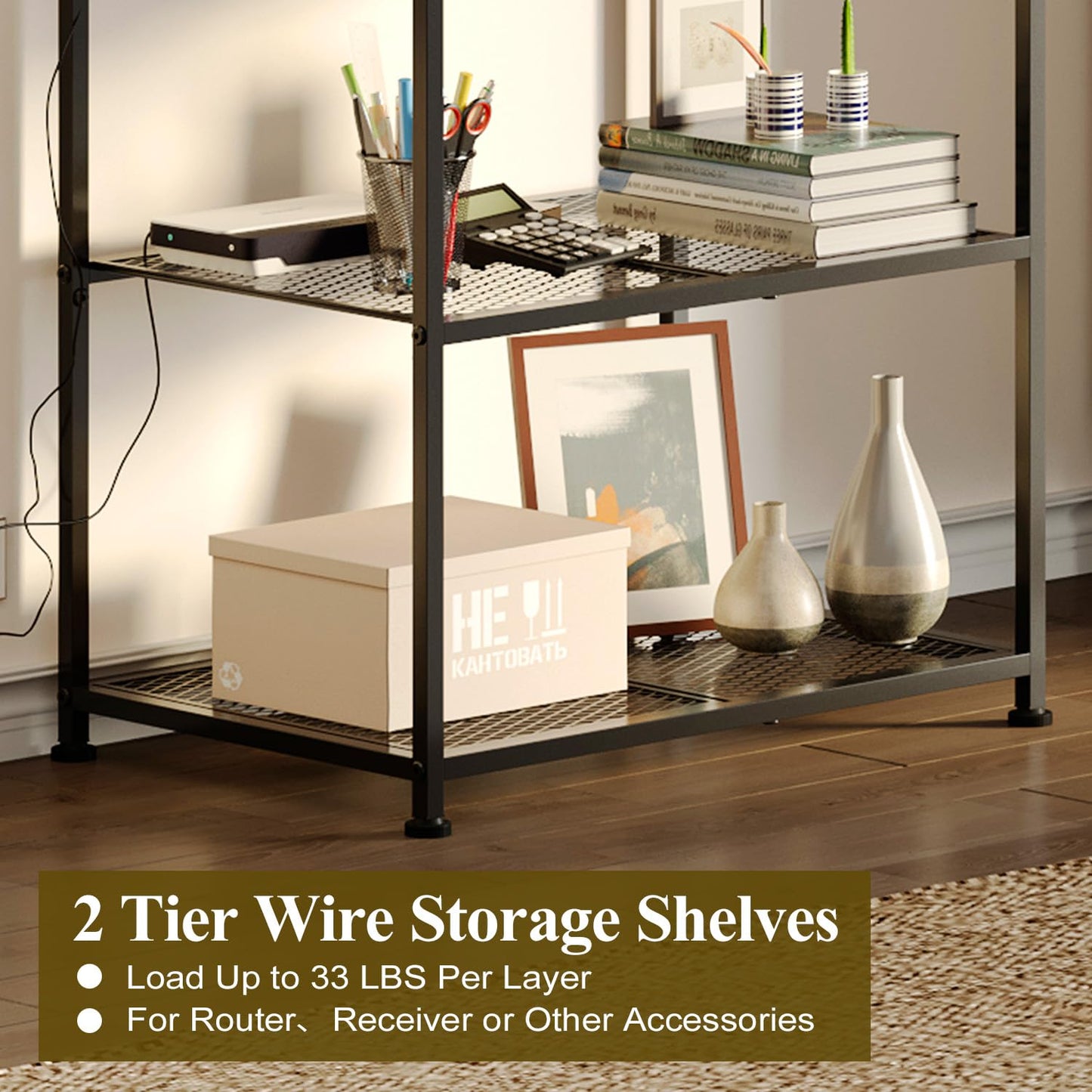 23 Inch to 50 Inch Floor Small Corner TV Stand with Storage Shelves for Living Room Bedroom, Universal Floor Television Stands with Mount, Brown TV Table Desk Shelf for Small Spaces,Patent Pending