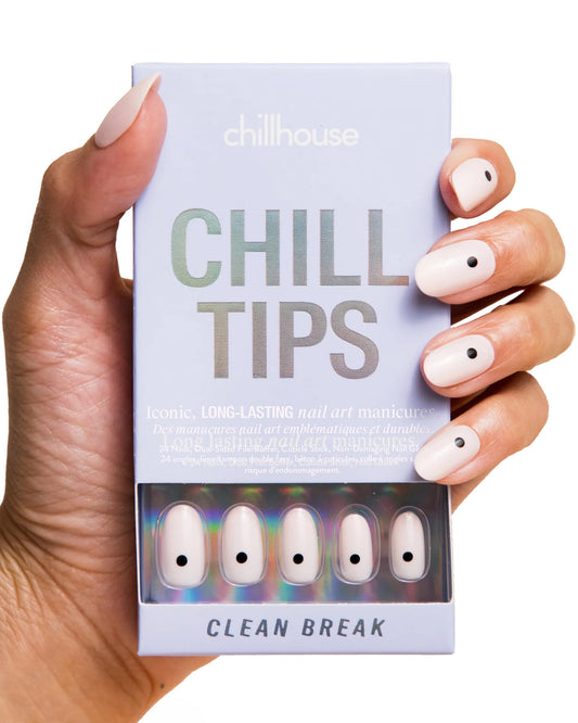 Chillhouse - Chill Tips, Press on Nails Kit - Clean Break (Oval) - 24 Nail Shapes & Sizes - Up to 3 Weeks of Wear - Customizable Fit - Reusable - Latina Founded & Women Owned - Beauty & Self Care
