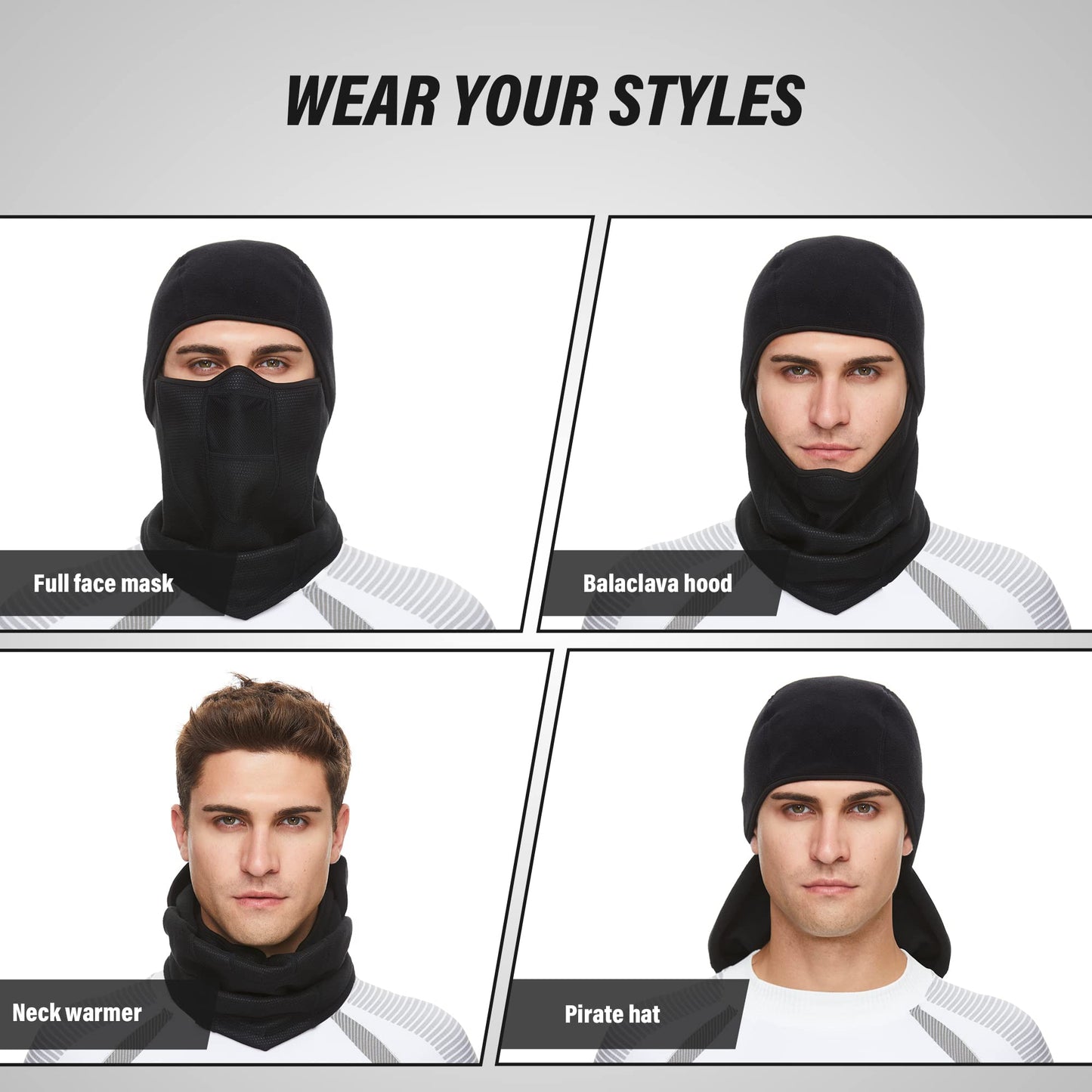 Balaclava Ski Mask-Thick Warm Windproof Winter Face Mask for Men & Women-Cold Weather Gear for Skiing, Motorcycle Riding