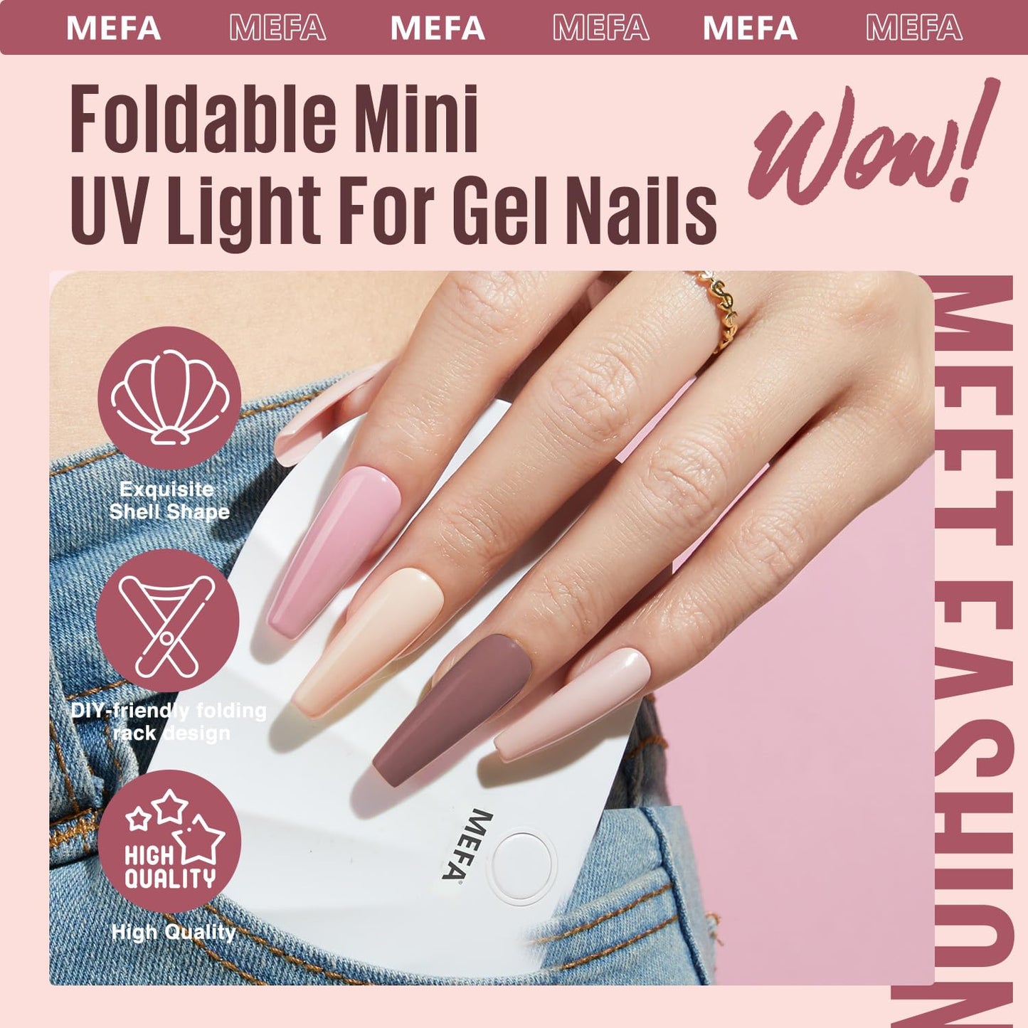 MEFA 19 Pcs Gel Nail Polish Kit with U V Light, 12 Colors Gel Nail Polish Set with Base Top Coat Burgundy Red Champagne Gold Gel Soak Off Purple Manicure Tools Beginners Salon Art DIY for Women