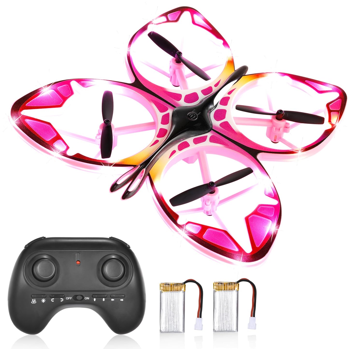 Authticar Kids Mini Drone - RC Butterfly Drone for Beginners with Colorful Light, 3D Flip, Headless Mode, Altitude Hold, Remote Control Quadcopter Gift for Age 6-14 Boys & Girls