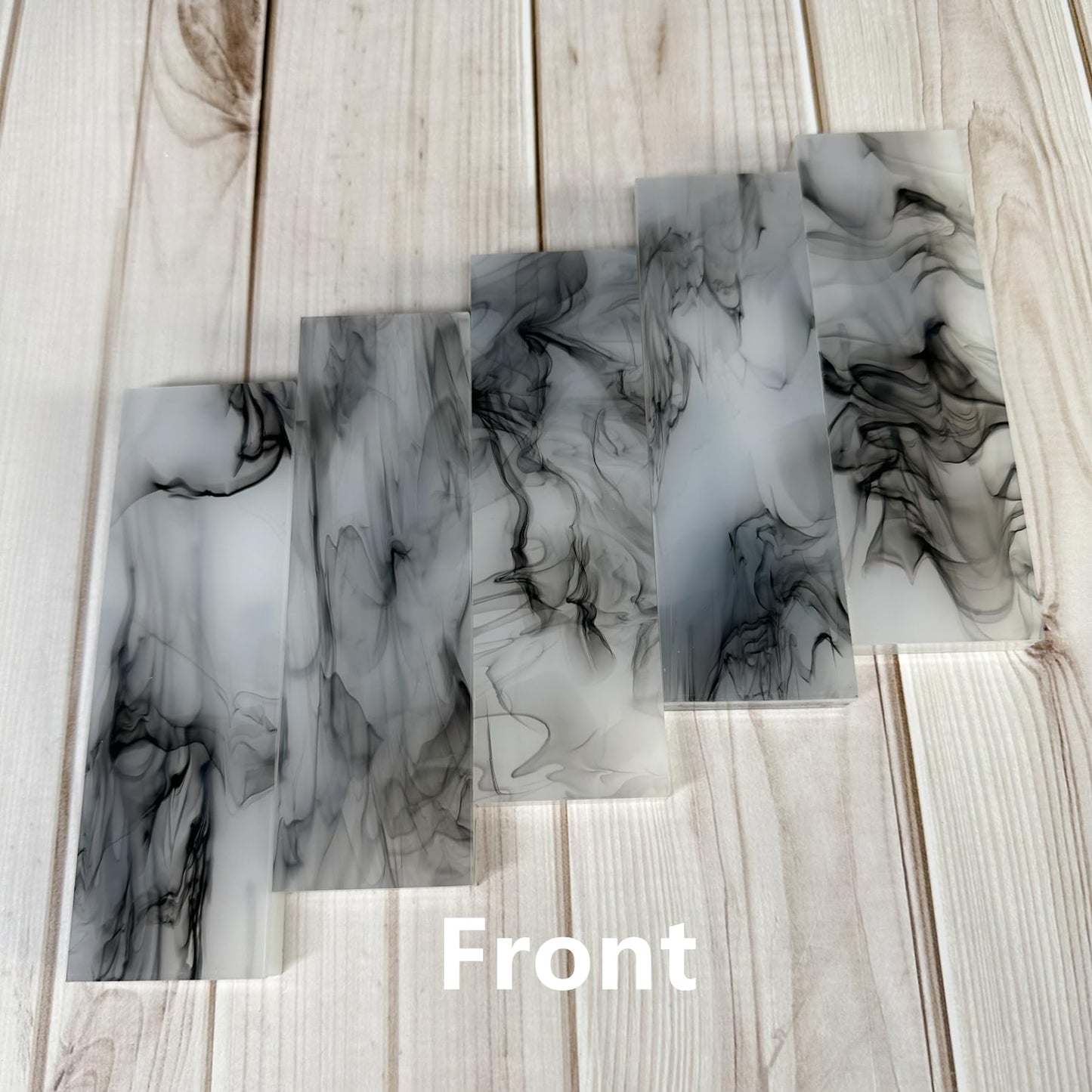 Uotowell Pre-Cut Epoxy Resin Scales Blanks for Decorative Inlays in Guitar Bodies, Necks, Engraved Knife Handle and Gun Grips - Marble White