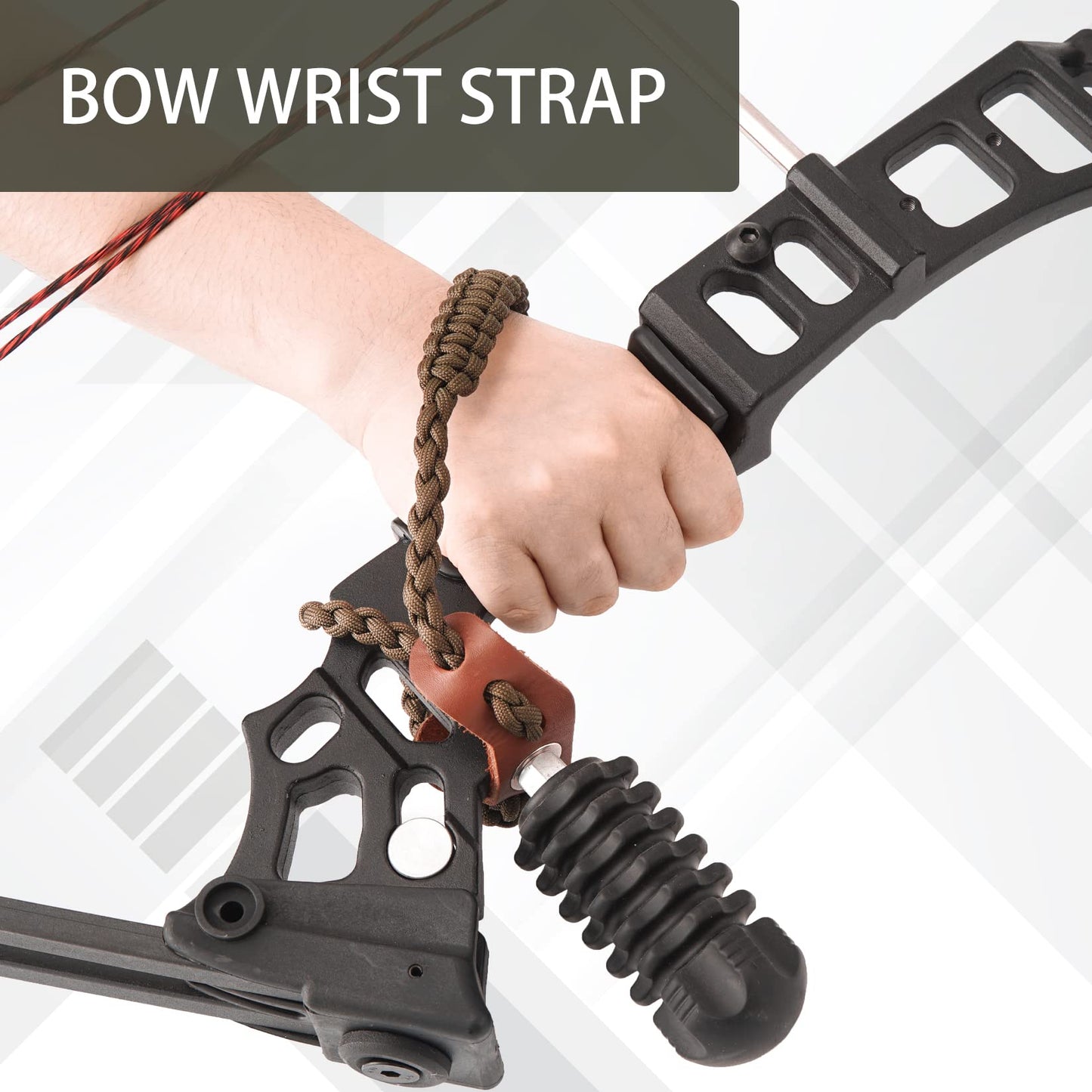 Elm Ray Archery Bow Wrist Sling 550 Paracord,Durable 100% Full Grain Leather with Strong Metal Grommet,Comfortable and Light,Fit Compound Bow Stabilizer & Recurve (Brown)