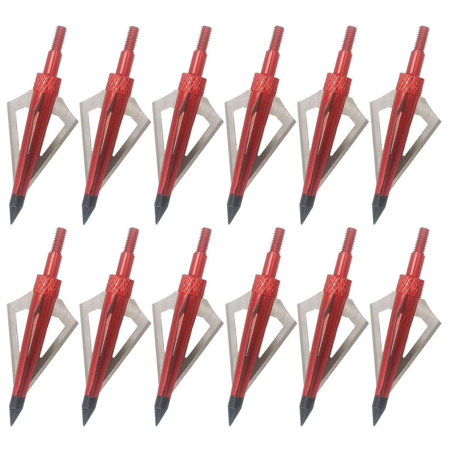 Flying Swifts Hunting Broadheads 3 Blades Archery Broadheads 100or125 Grain 12PK Screw-in Arrow Heads Arrow Tips Compatible with Traditional Bows and Compound Bow Archery Hunting (red)