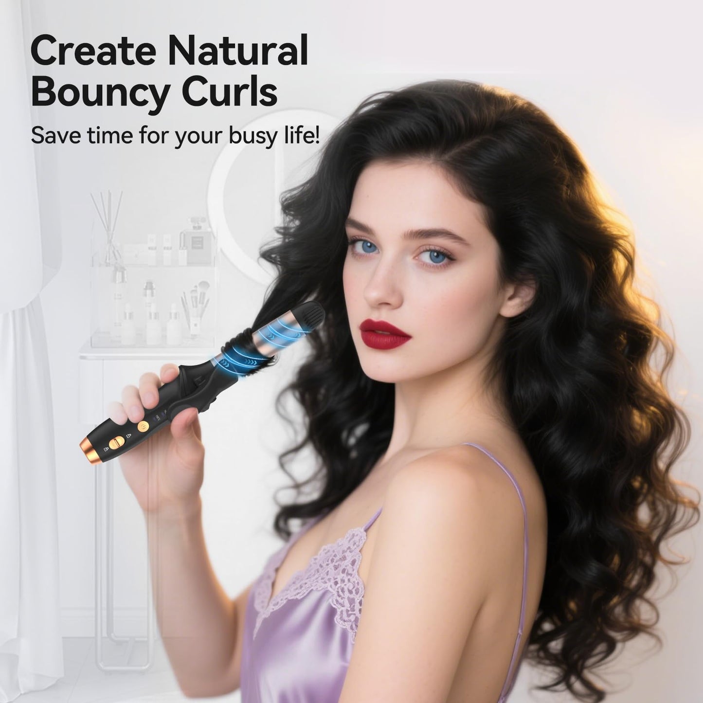 Cordless Curling Iron Mini Curling Iron, USB Rechargeable 4000 mAh 3 Temp Setting Travel Portable Hair Curler with 200 Million Negative Ion Cordless Hair Curler