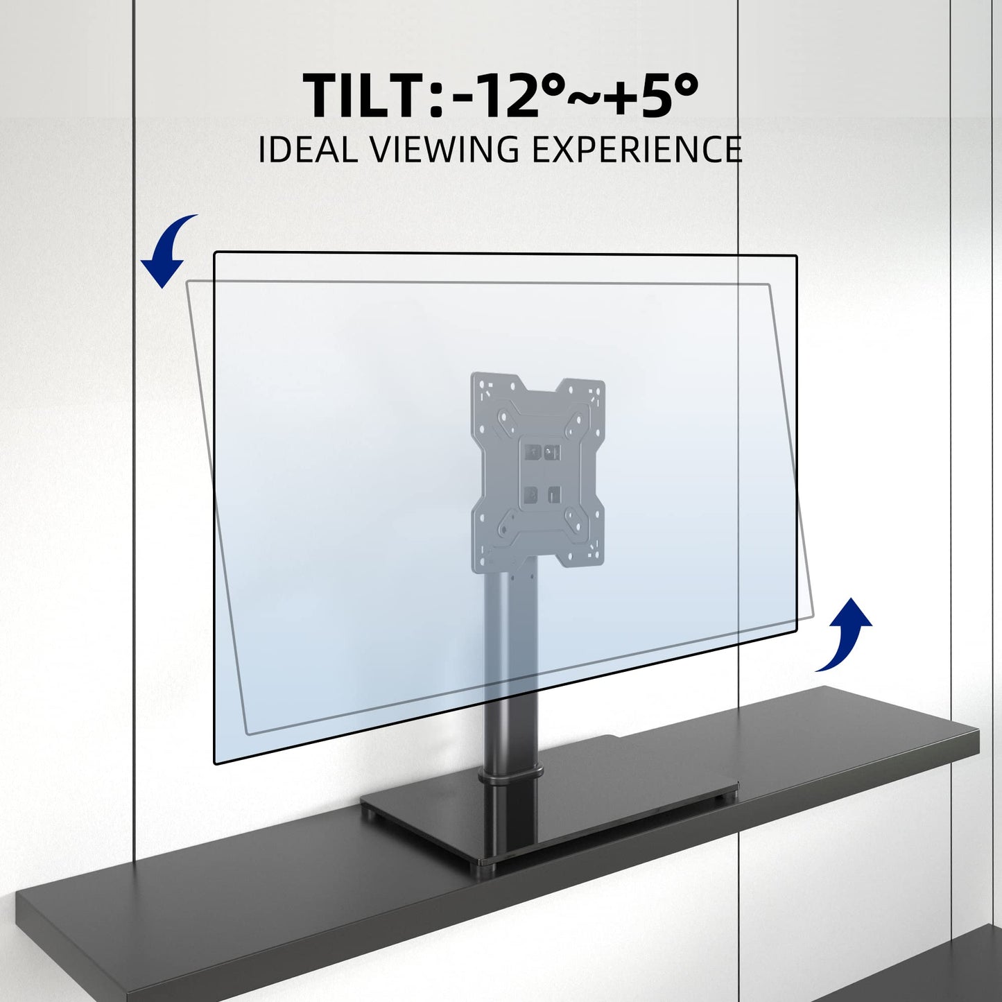 XINLEI Universal TV Stand Base, Table Top TV Stand for 17-43 Inch LCD/LED TVs, Height Adjustable Monitor Mount Stand with Tempered Glass Base Holds up to 88lbs VESA 200x200mm, TS103