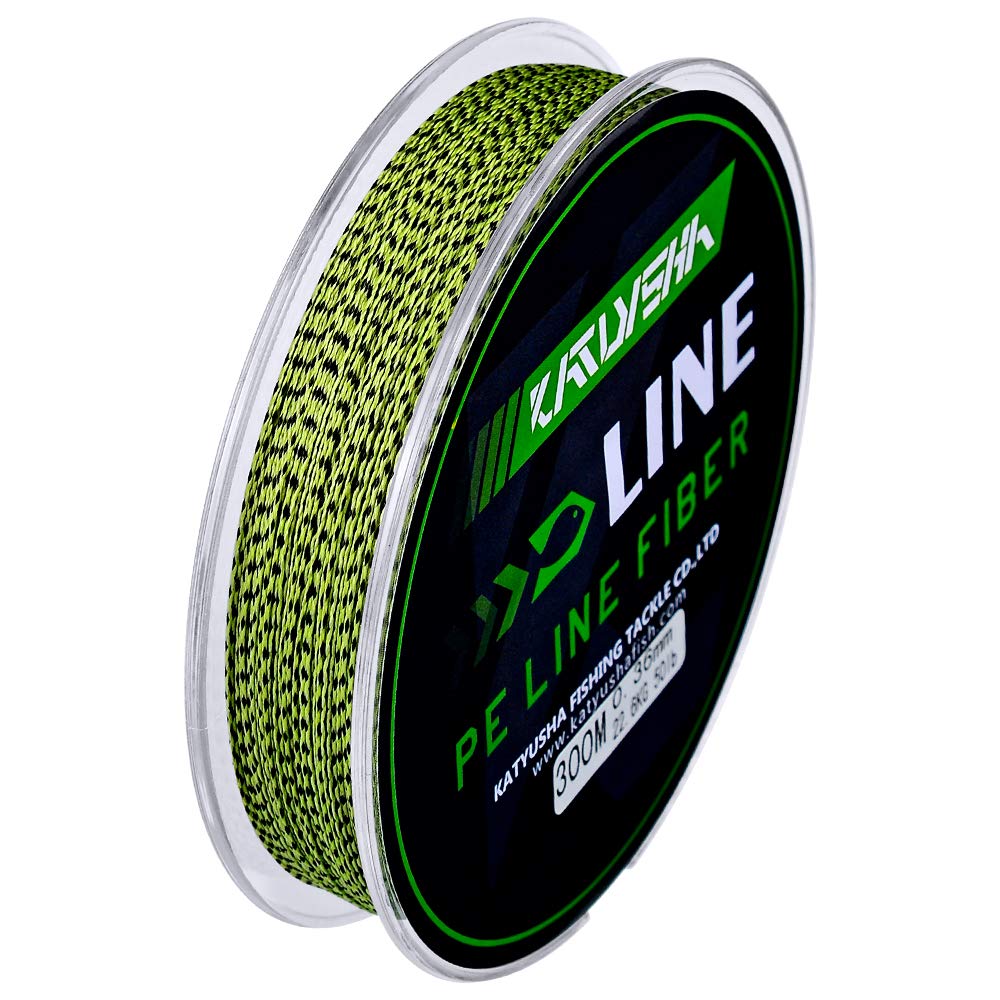 KATUYSHA Braided Fishing Line, Abrasion Resistant Zero Stretch Braided Lines 4 Strands Super Strong Superline 6Lb Test 328 Yards