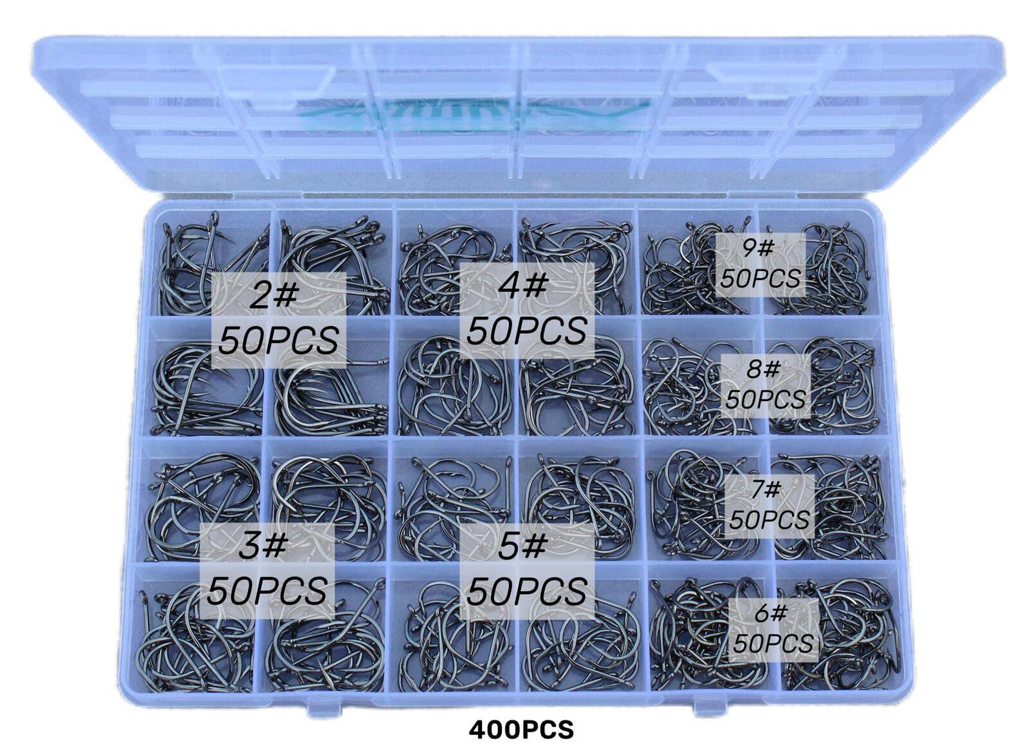 Freshwater Saltwater Fish Hooks Bulk Fishing Hooks Set Worm Catfish Hooks Fish Gear Equipment Supplies(400 PCS)