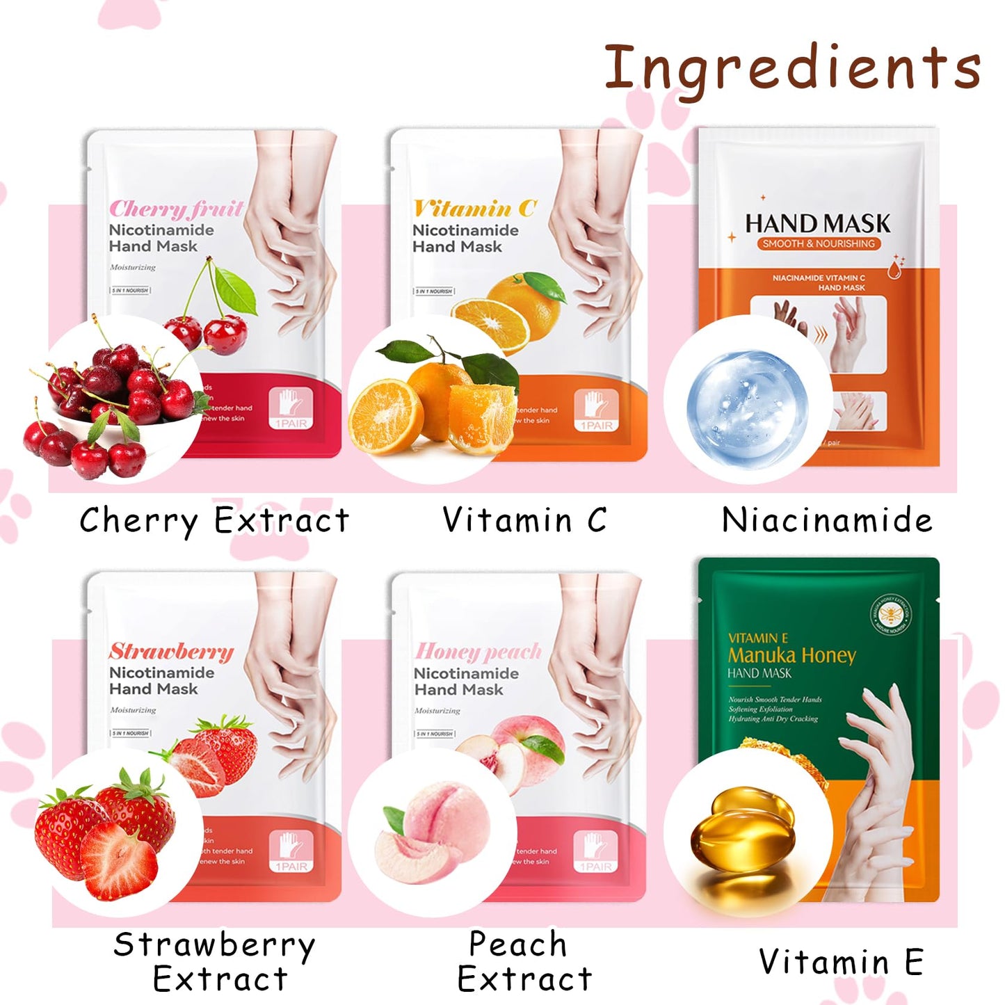 DWDiWen Hand Masks, 6 Pairs Hydrating Exfoliating Hand Peeling Mask, Smooth Hand Masks Moisturizing Gloves Overnight for Dry, Rough, Cracked Hands, Hand Skin Moisturizer Glove for Women Men（B