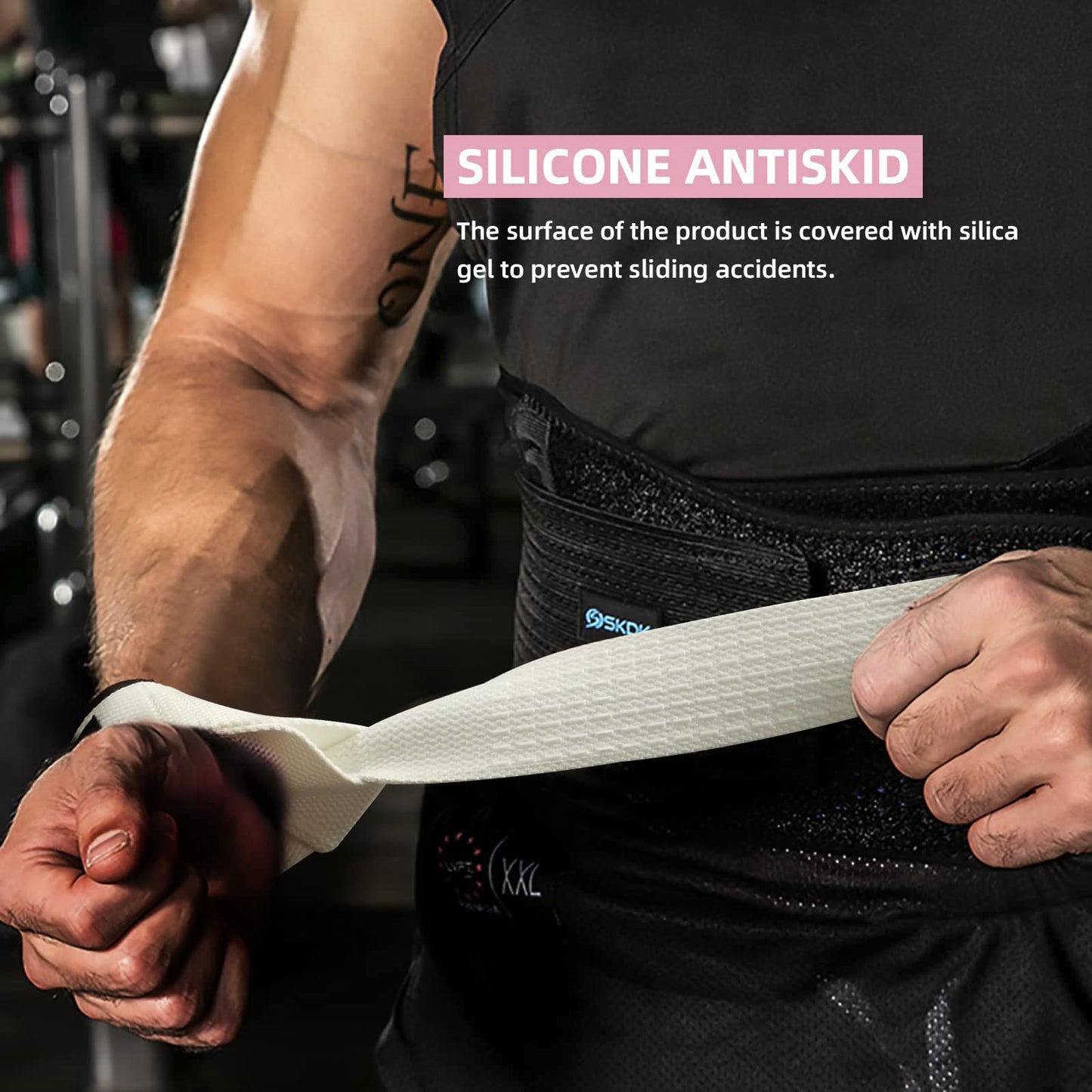 SKDK Cotton Hard Pull Wrist Lifting Straps Grips Band-Deadlift Straps with Neoprene Cushioned Wrist Padded and Anti-Skid Silicone - for Weightlifting, Bodybuilding, Xfit, Strength Training (White)