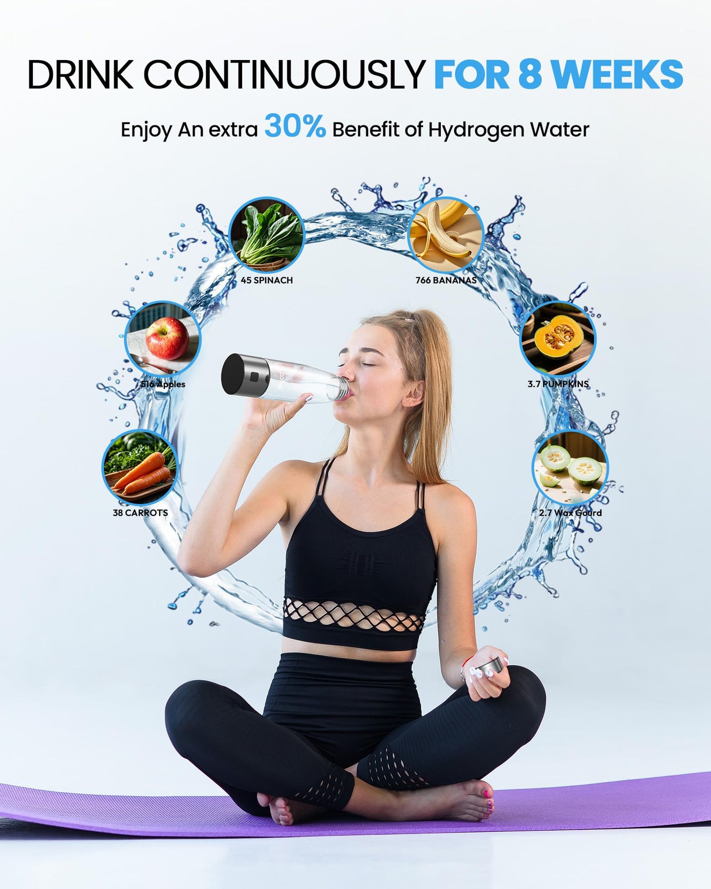 LOOHOI Hydrogen Water Bottle-2025 New Upgraded Hydrogen Water Generator with SPE/PEM Tech,16 OZ Portable Hydrogenated Rich Water Cup Hydro Machine,Health Gift for Home & Family
