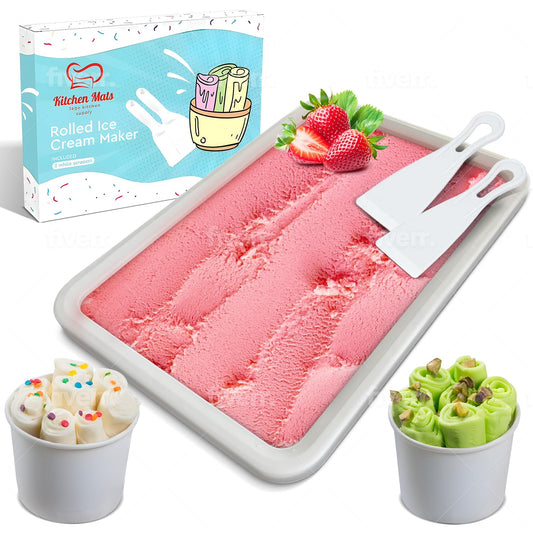 Extra Large Rolled Ice Cream Maker (14"x10") - Make Instant IceCream w/the Family - Manual Roll Your Own IceCream - Roll Ice Cream Tray