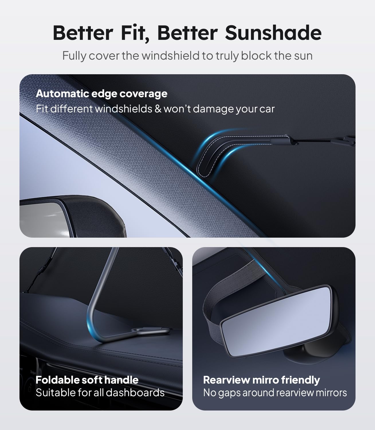 2025 Ice-Shield Car Windshield Sun Shade [100% Sun Block, 4th-Gen Cooling Tech] Reflective Heat Insulation, Portable Foldable Front Window Sunshade Umbrella for Sedans/SUVs - Universal Fit 57"x32"
