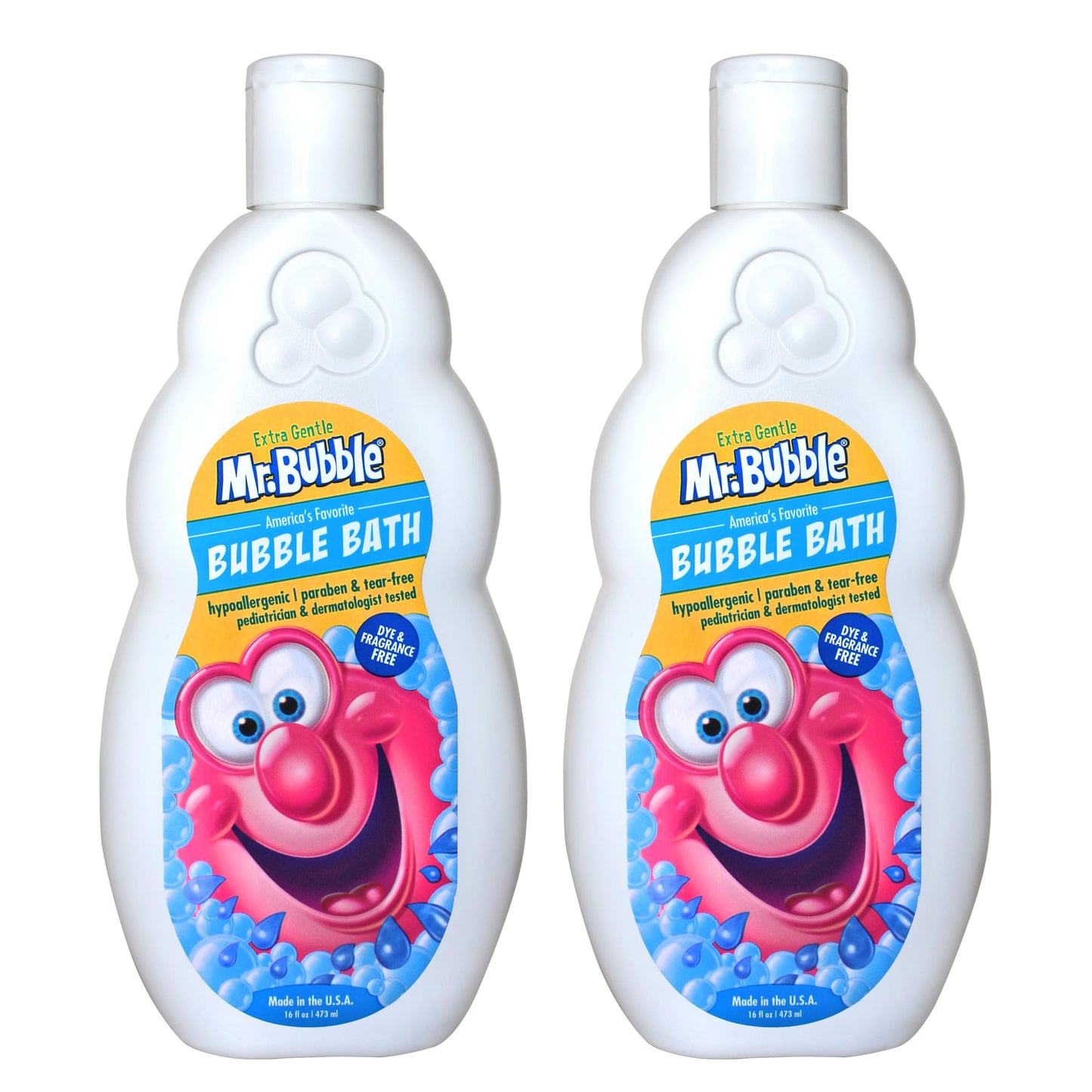 Mr. Bubble Extra Gentle Bubble Bath - Hypoallergenic, Tear Free Bubble Bath Solution Perfect for Sensitive Skin (Pack of 2 Bottles, 16 fl oz Each)
