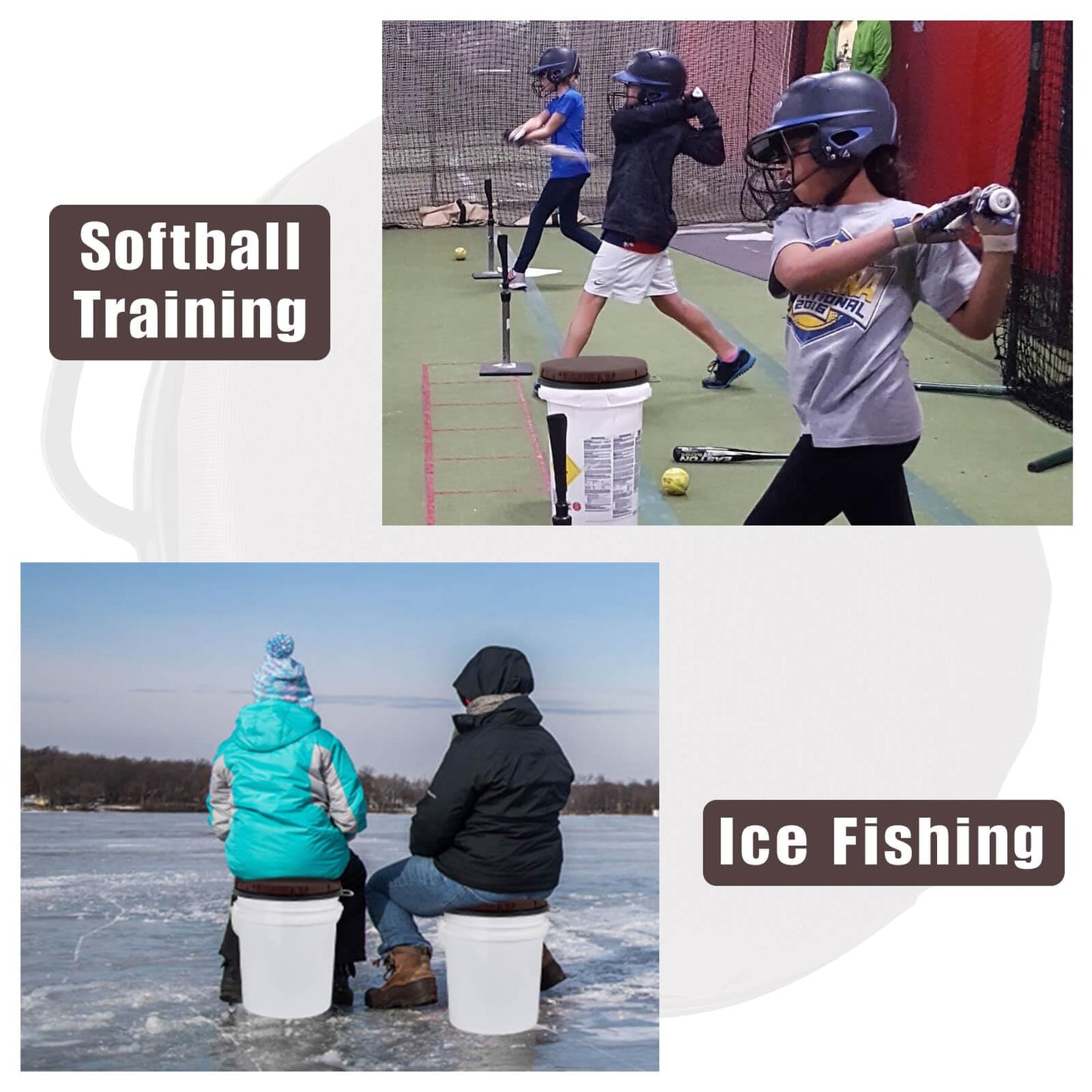 Foxtune 360-Degree Swivel Bucket Seat, 5 Gallon Bucket Lid, Spin Bucket Seat Cushion, Silent, Comfortable, Water-Resistant, for Fishing, Gardening, Hunting and Camping (Coffee Brown)