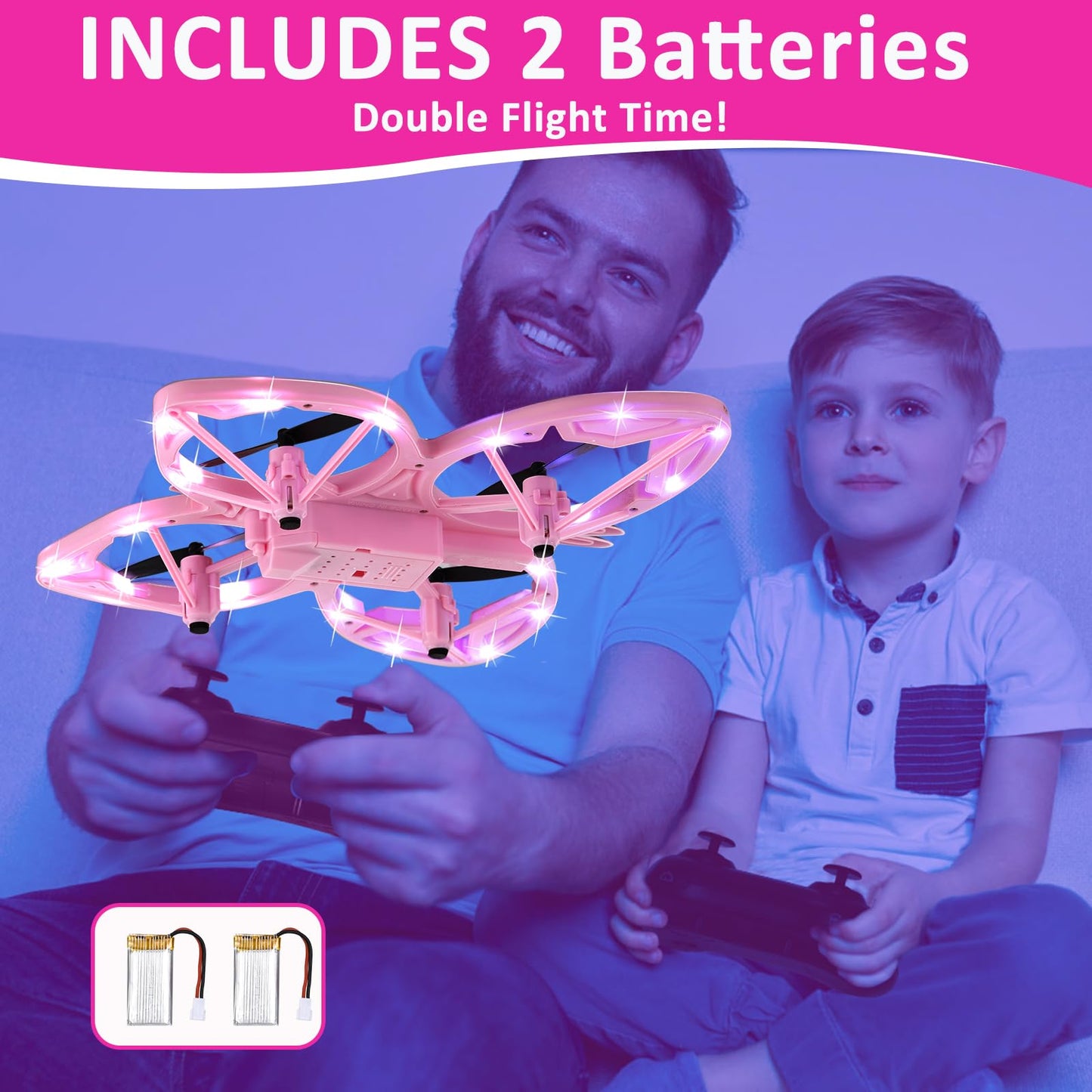 Authticar Kids Mini Drone - RC Butterfly Drone for Beginners with Colorful Light, 3D Flip, Headless Mode, Altitude Hold, Remote Control Quadcopter Gift for Age 6-14 Boys & Girls