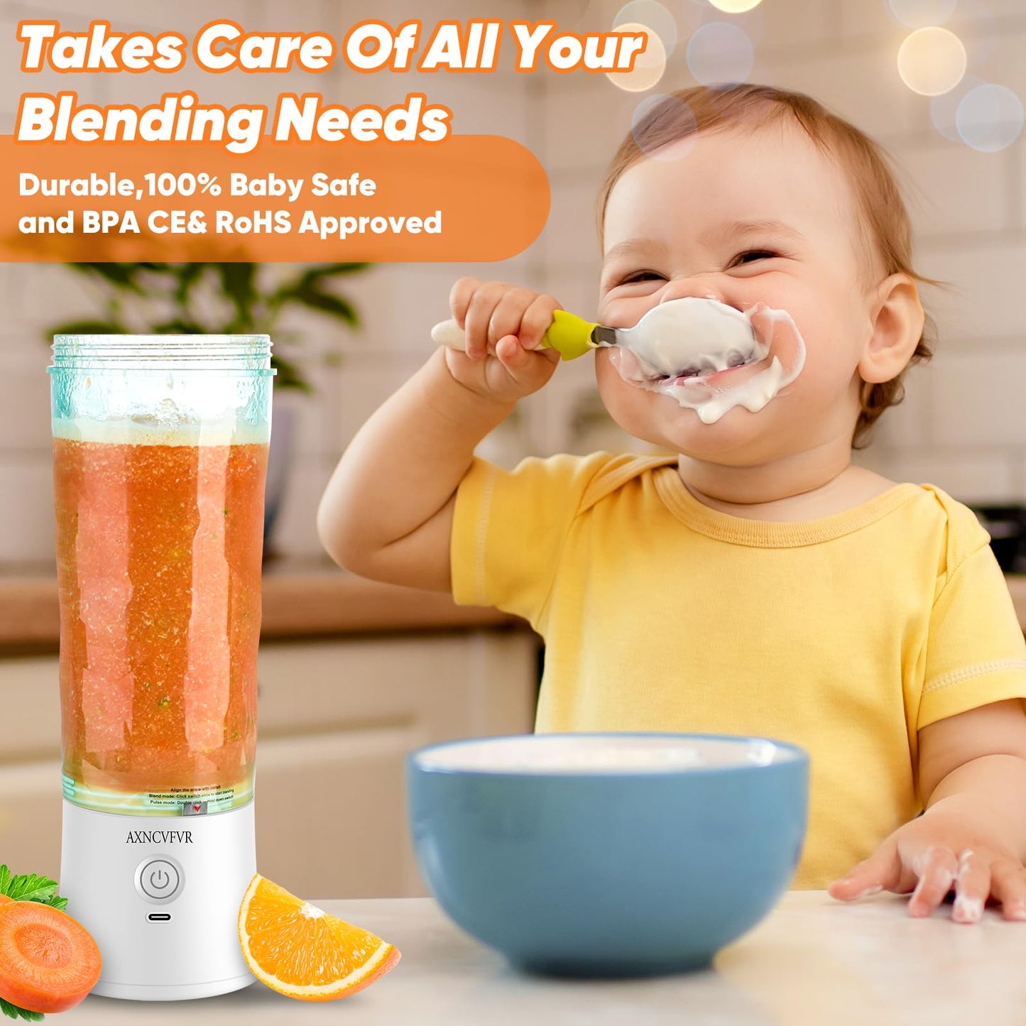 Portable Blender for Shakes and Smoothies 20 oz USB Rechargeable Personal Size High Speed Mini Mixing Juicer,for Shakes and Nut, Juice, Vegetables Baby Food