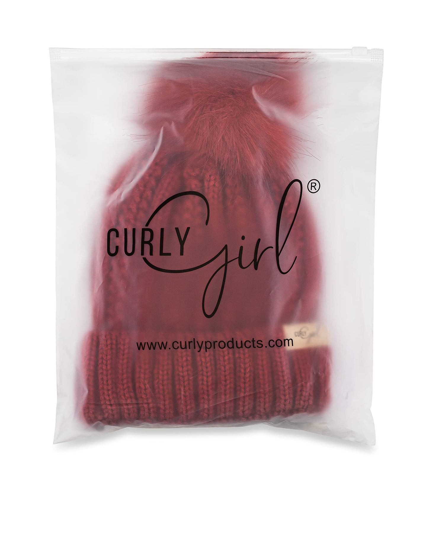 Curly Girl Satin Lined Womens Winter Knitted Beanie Hat, Knit Cap Beanie, Curly Hair, Method (Grey)
