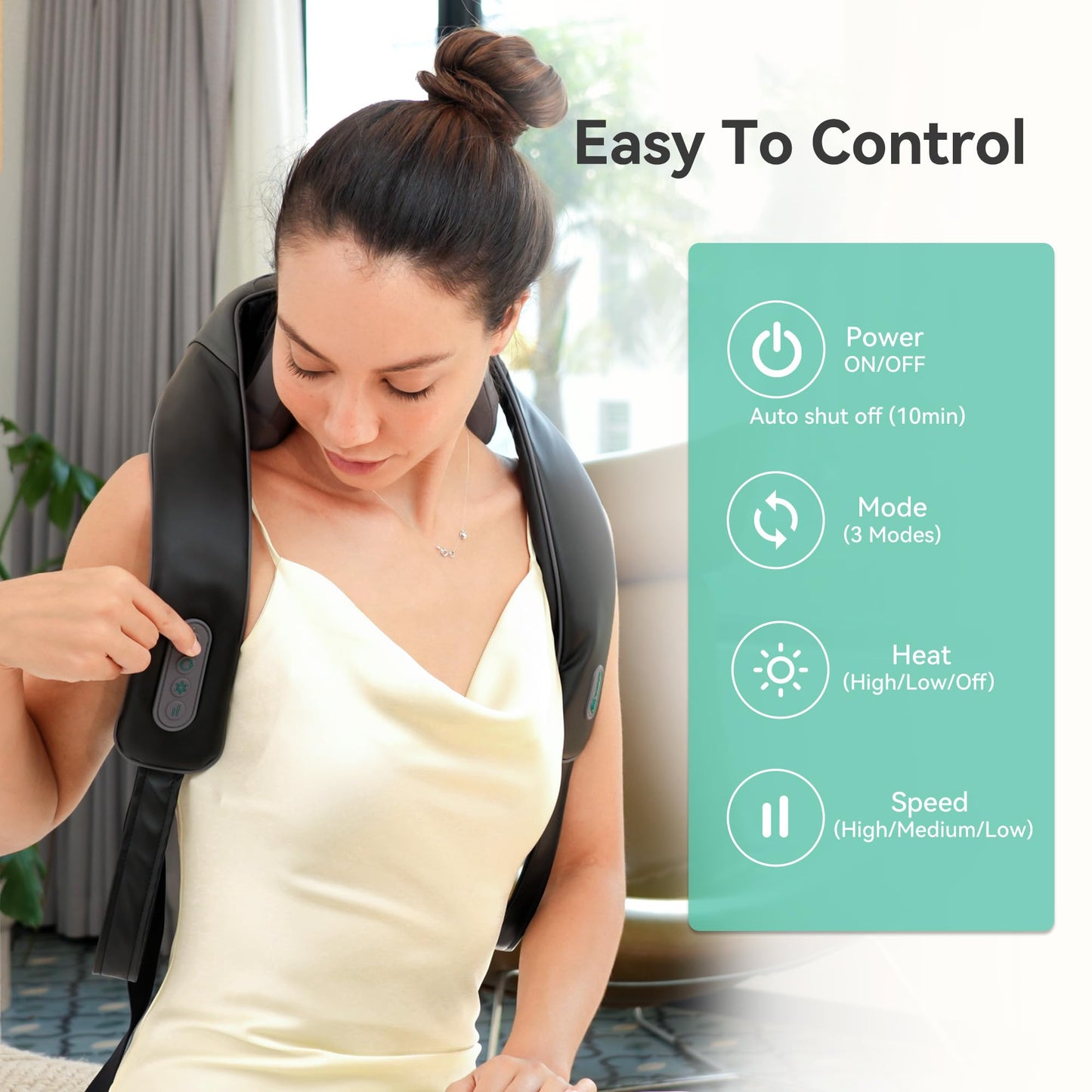 Snailax Cordless Neck Shoulder Massager with Soothing Heat, Upgarded 4D Deep Tissue Kneading, Shiatsu Back Massager Pillow for Neck, Traps, Back, Gifts for Men Women Mom Dad