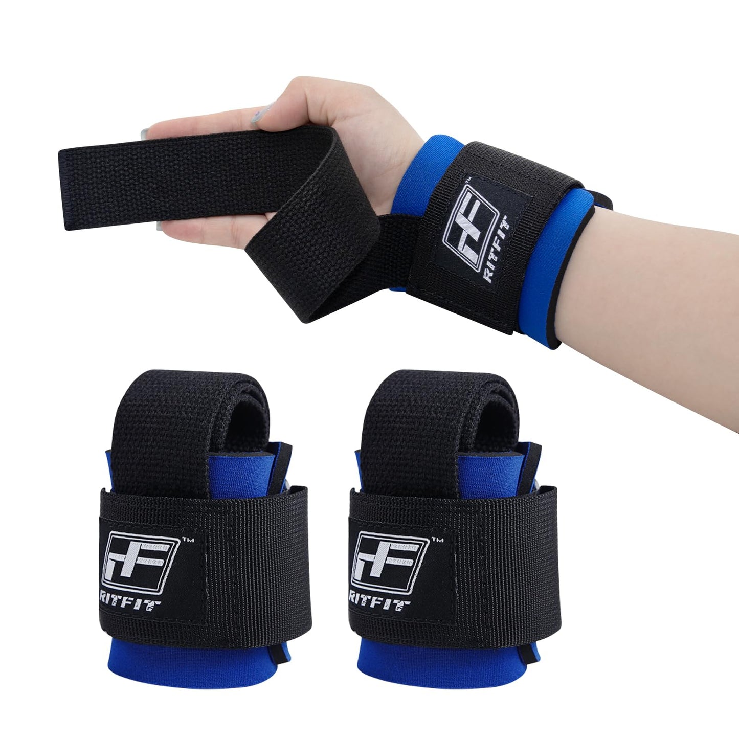 RitFit Wrist Wraps, Wrist Straps for Weightlifting, Wrist Support for Working Out, Bodybuilding, MMA, Powerlifting, Strength Training, Men & Women, Blue