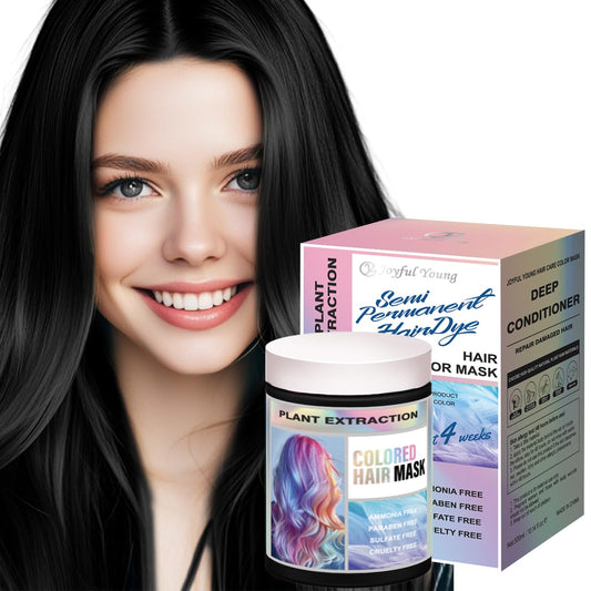 Vegan Semi Permanent Hair Color Mask - Color Depositing Conditioner for Color-Treated Hair - Ammonia, Paraben, Sulfate & Cruelty-Free - Enhances & Tones Hair - Plant-Based Formula NATURAL BLACK 300 ML