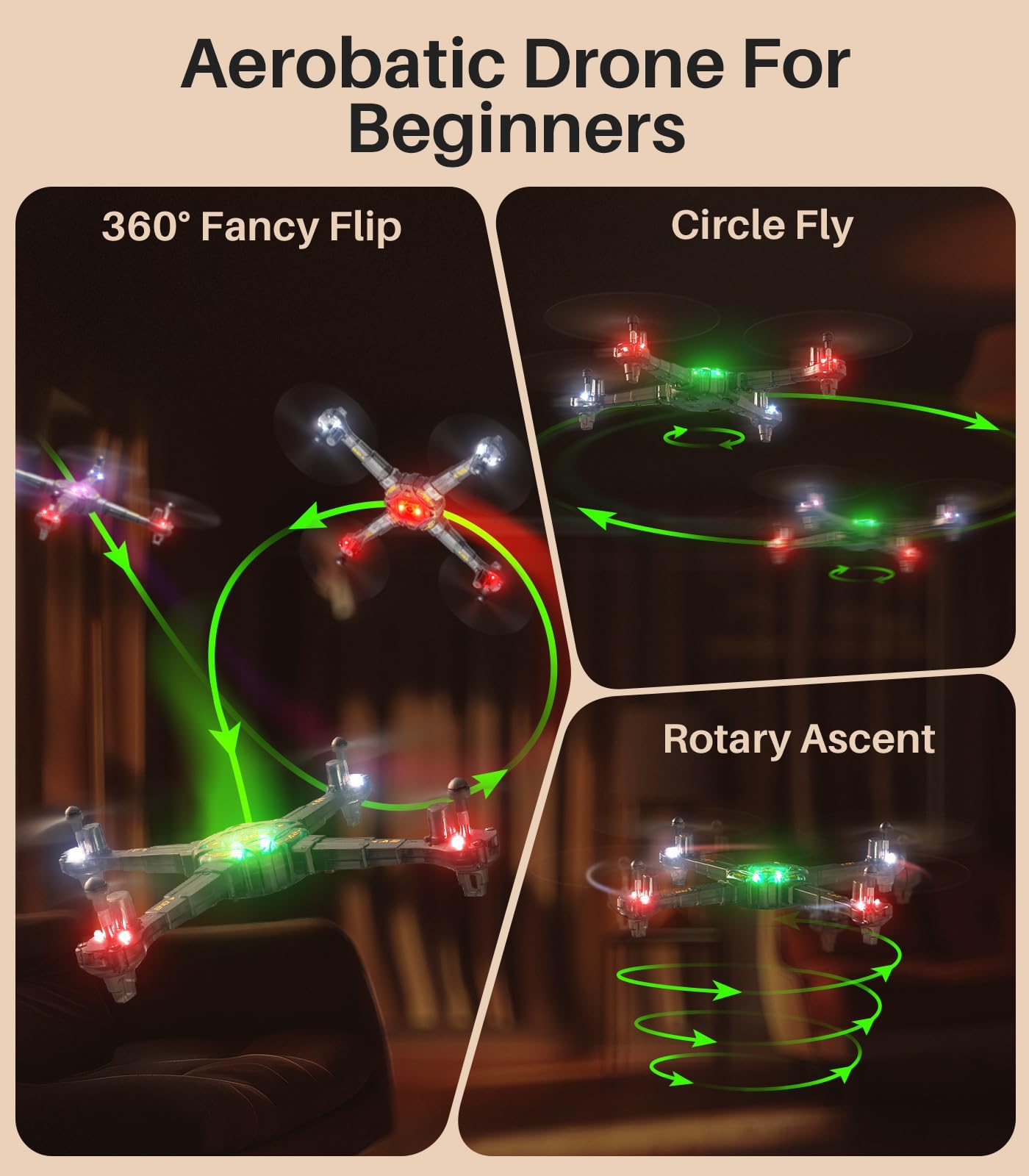 Drones for Kids, SYMA X440 RC Helicopter Drone with Detachable Arms with 7-Color Light Switching, 16 Stunts, 2 Batteries and Altitude Hold, Remote Control Toys for Boys Girls