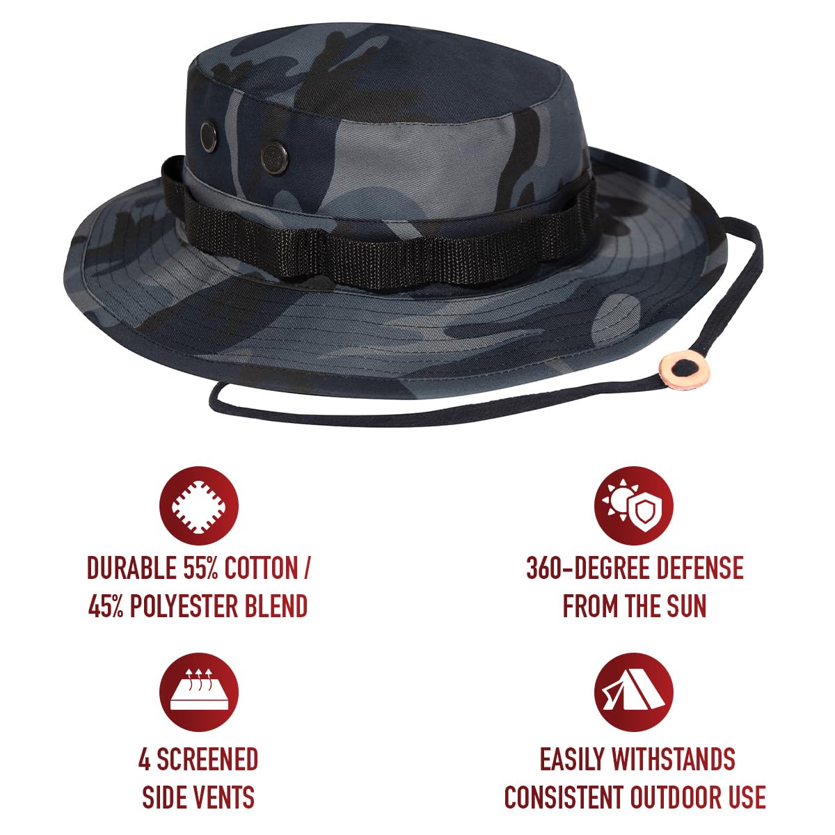 Rothco Camo Boonie Hat - Ultimate Sun Defense for Outdoor Adventures - Midnight Blue Camo – 7