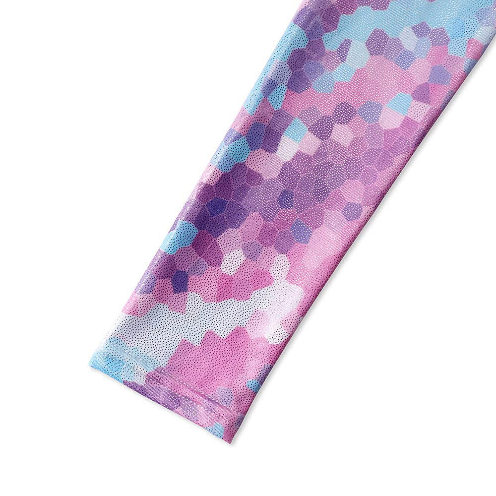 EQSJIU mosaic leotards gymnastics for girls long sleeve 4t 5t toddler outfits purple pinkish pink blue gold for fall winter spring sparkle