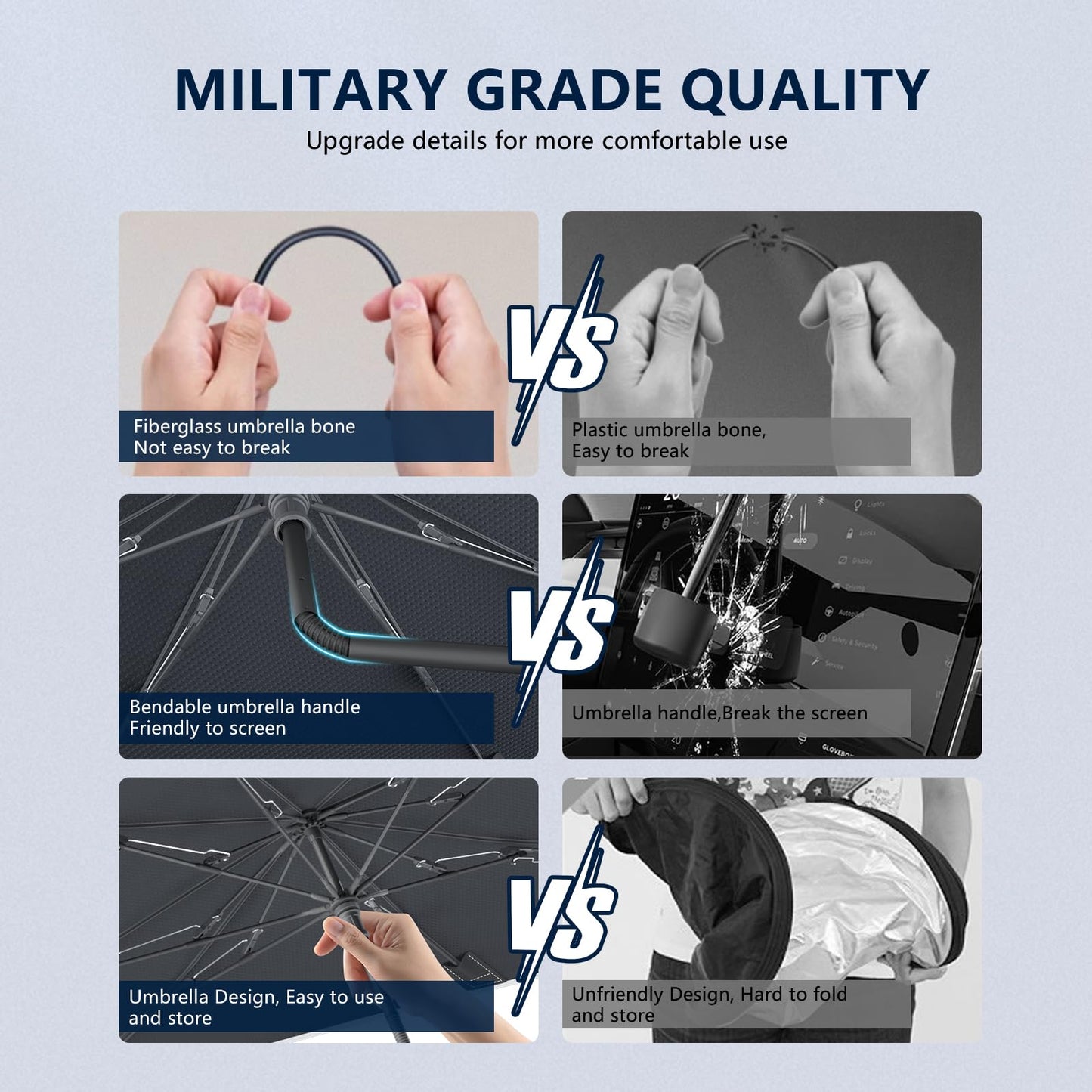 Tecoom Umbrella Sun Shade for Car Windshield 57"x32", Upgrade Double Heat Shield Coating, Front Vehicle Window Visor Sunshade Cover Universal for Sedan SUV, Automotive Interior Sun Protection UV Block