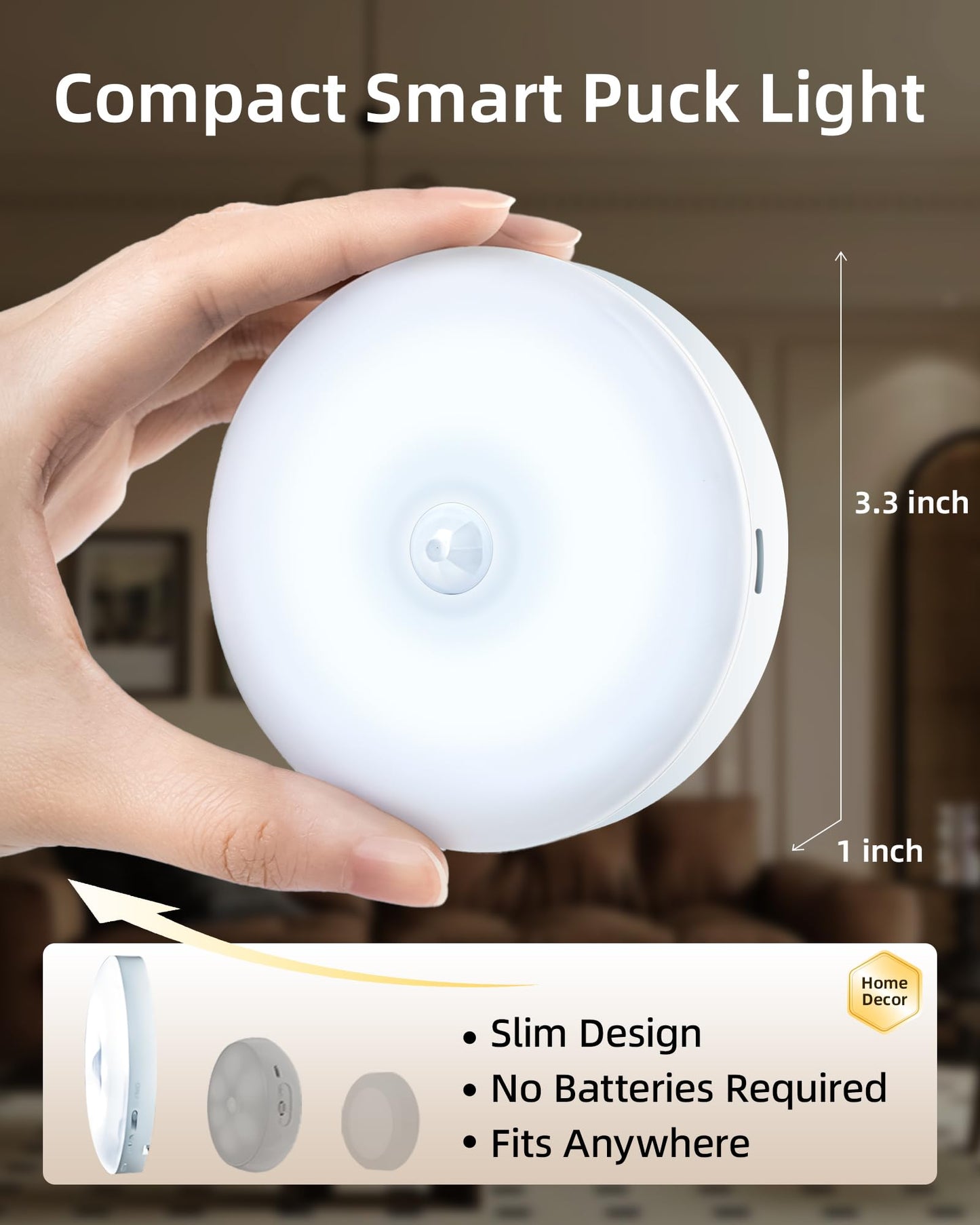 EZVALO 6-Pack Under Cabinet Lighting, Rechargeable Motion Sensor Puck Lights with Remote, 3 Color Temps &12 RG Colors, Magnetic Stick on Light, Dimmable Under Counter Lights for Kitchen, Shelf, Stair