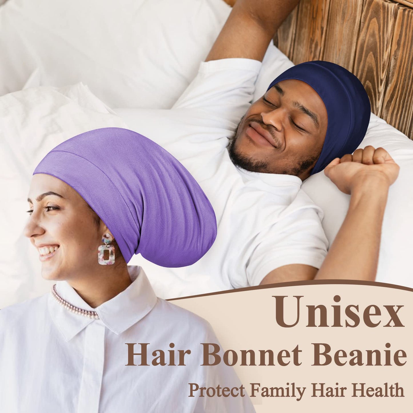 OLESILK Mulberry Silk Bonnet for Men, Mens Bonnet for Curly Hair, 100% Real Silk Hair Bonnet for Sleeping, Night Cap for Frizzy Hair, Navy