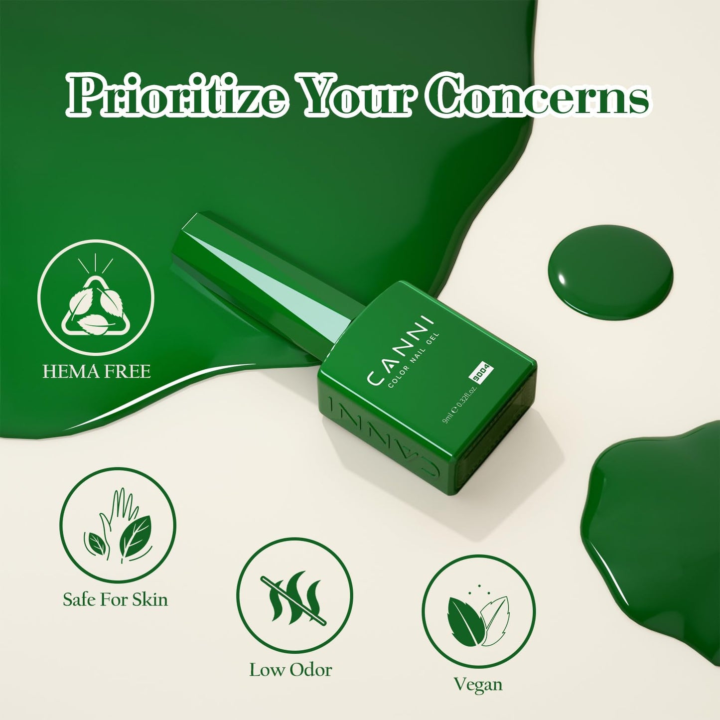 CANNI Green Gel Nail Polish Set, 6 Colors 9ML Evergreen Olive Light Green Gel Nail Polish Spring Set Nail Gel Polish Soak Off Uv LED Lamp Nail Art Design Manicure Salon for Women